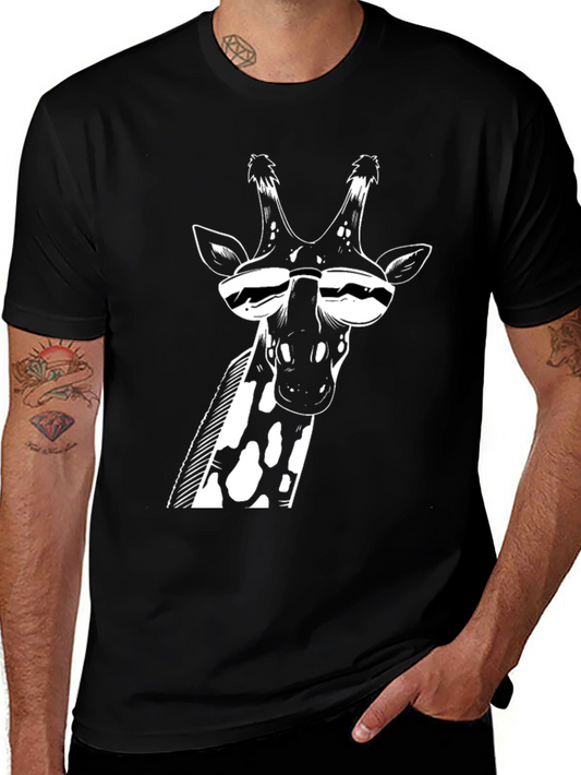 Cool Giraffe Graphic Tee - Black Cotton T-Shirt