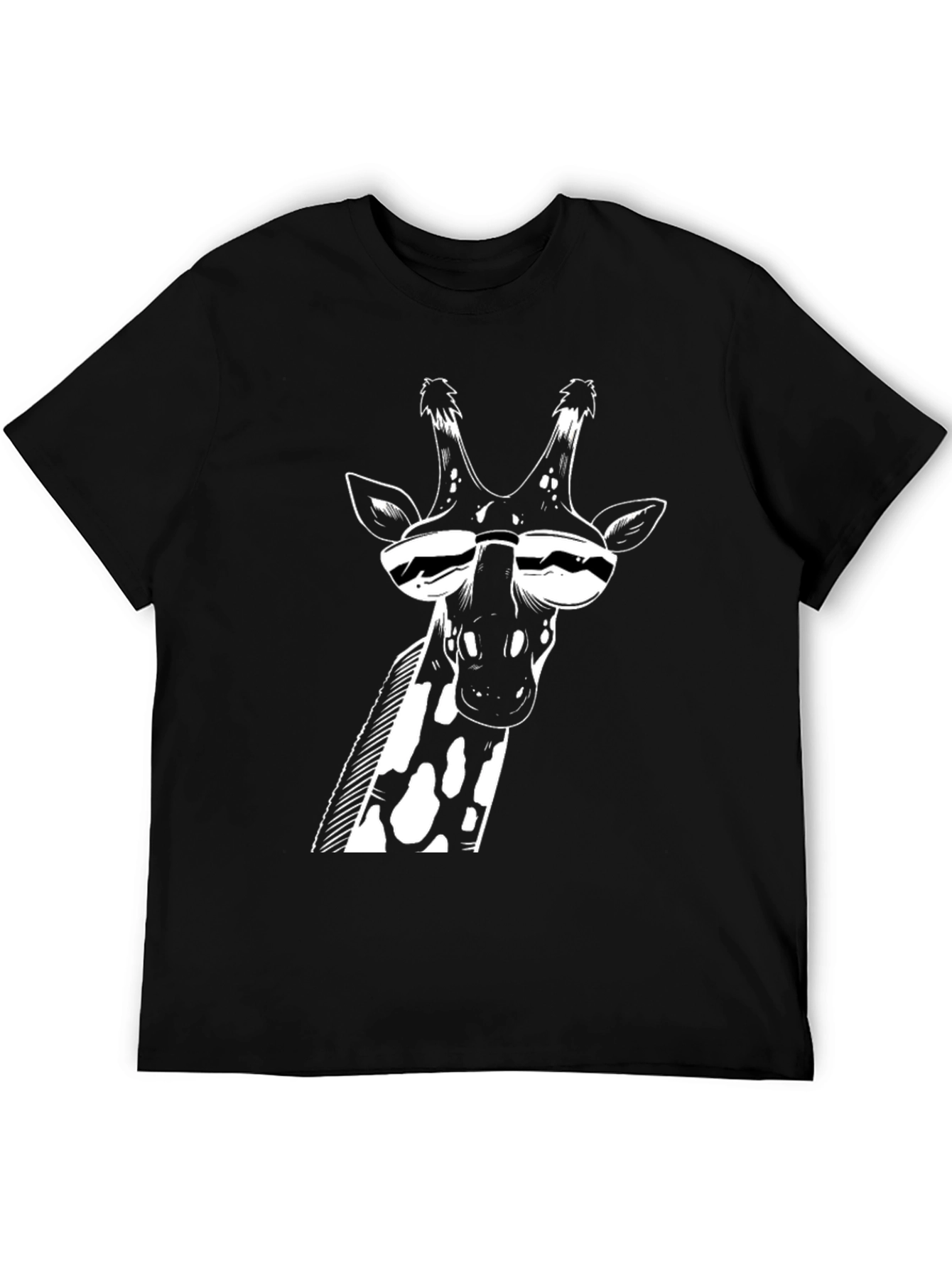 Cool Giraffe Graphic Tee - Black Cotton T-Shirt