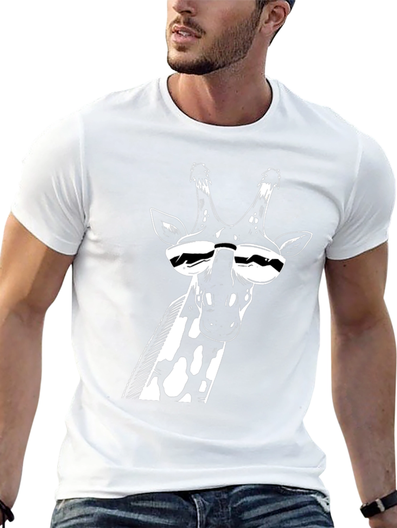 Cool Giraffe Graphic Tee - Black Cotton T-Shirt