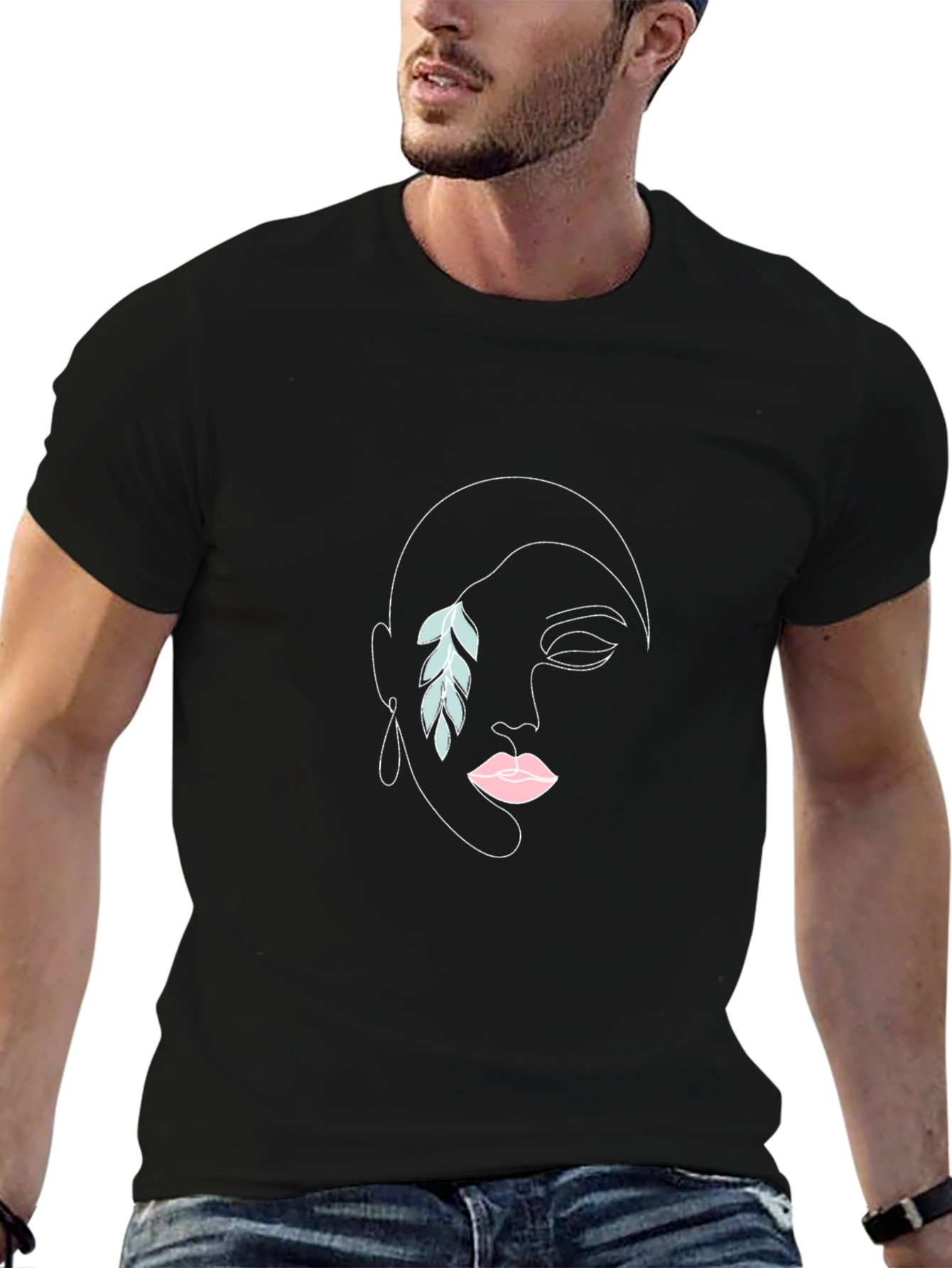 Abstract Woman Face Black T-Shirt