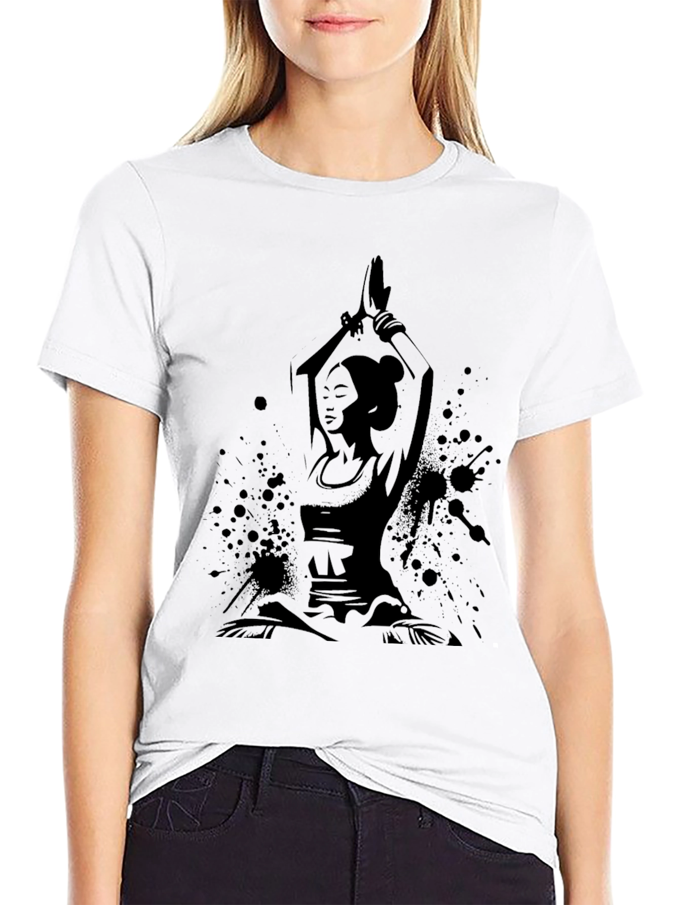 Yoga Pose Graphic Black T-Shirt