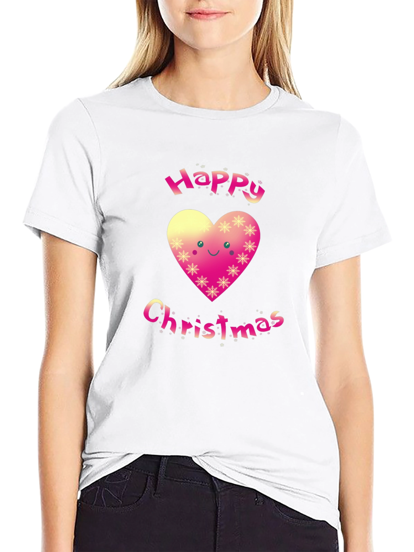 Happy Christmas Heart Graphic T-Shirt