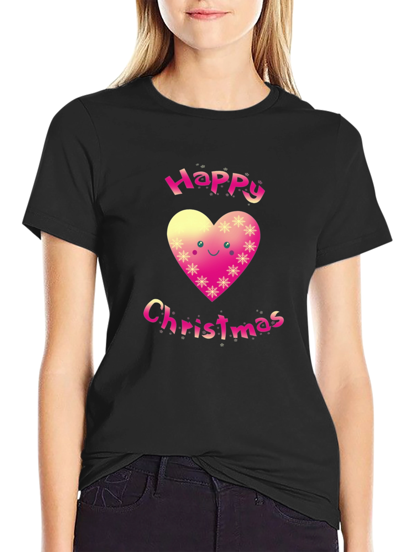 Happy Christmas Heart Graphic T-Shirt