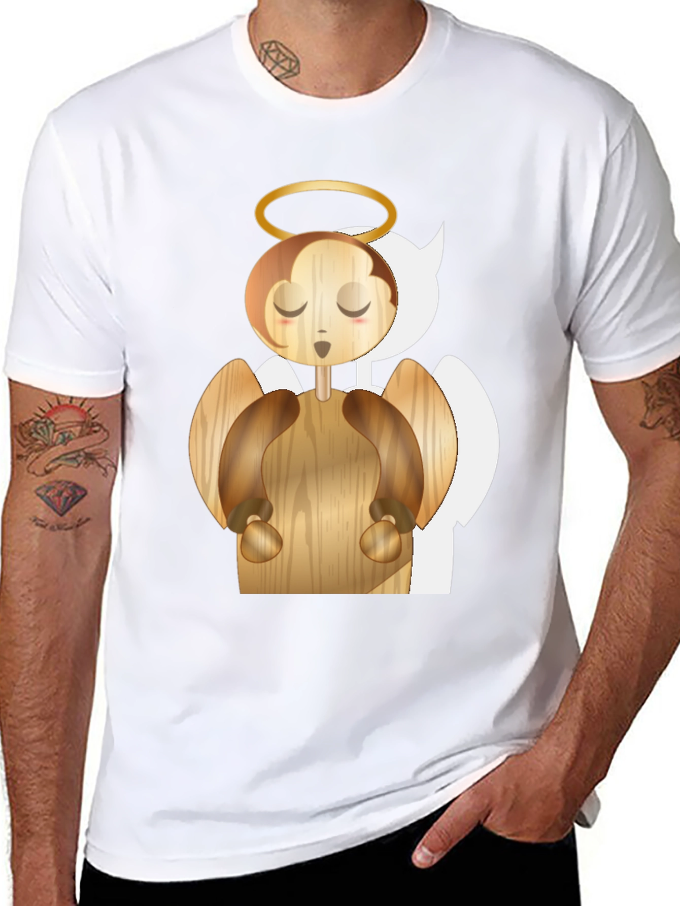 Angel Graphic Tee - Whimsical Wood Design