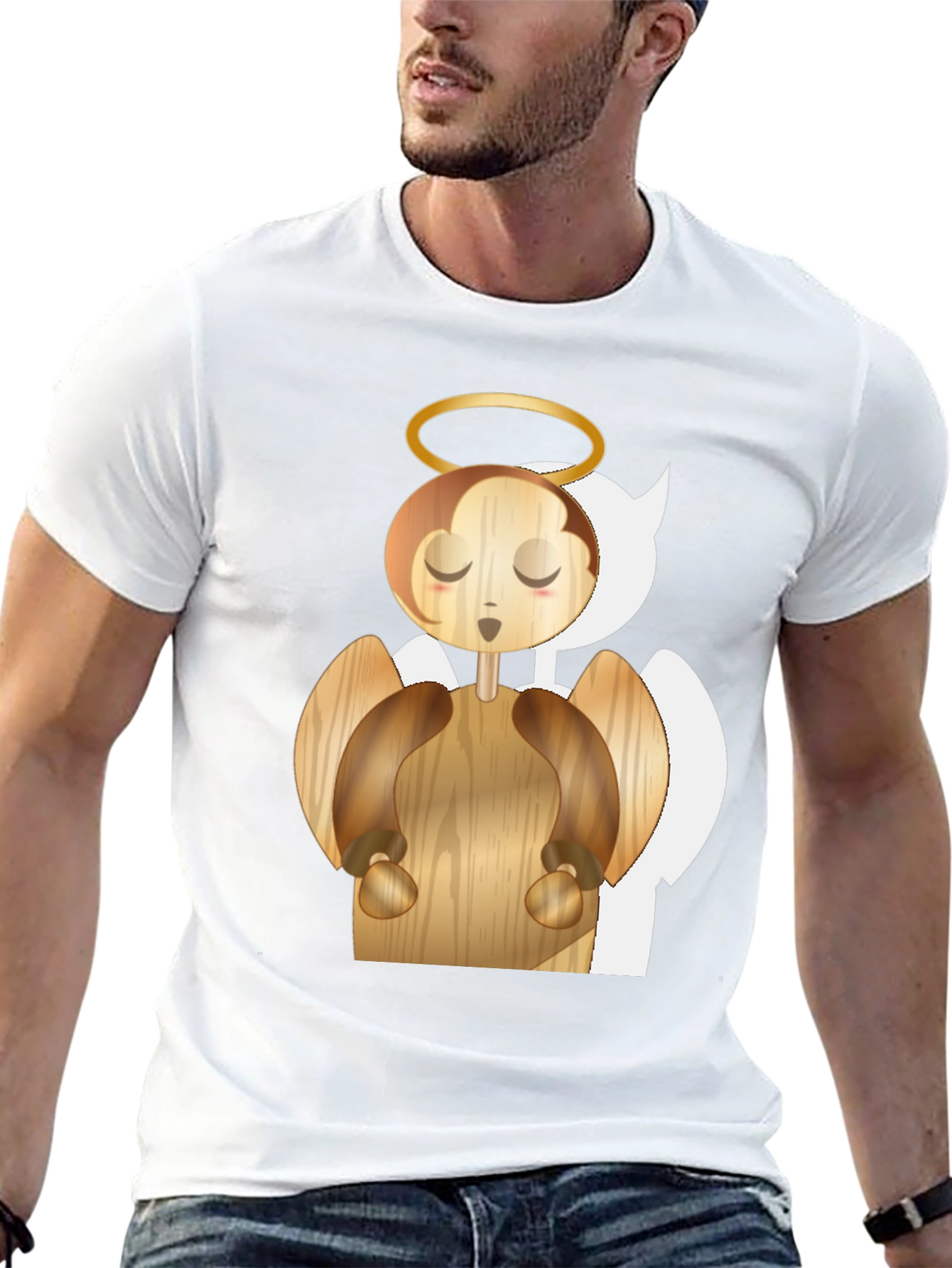Angel Graphic Tee - Whimsical Wood Design