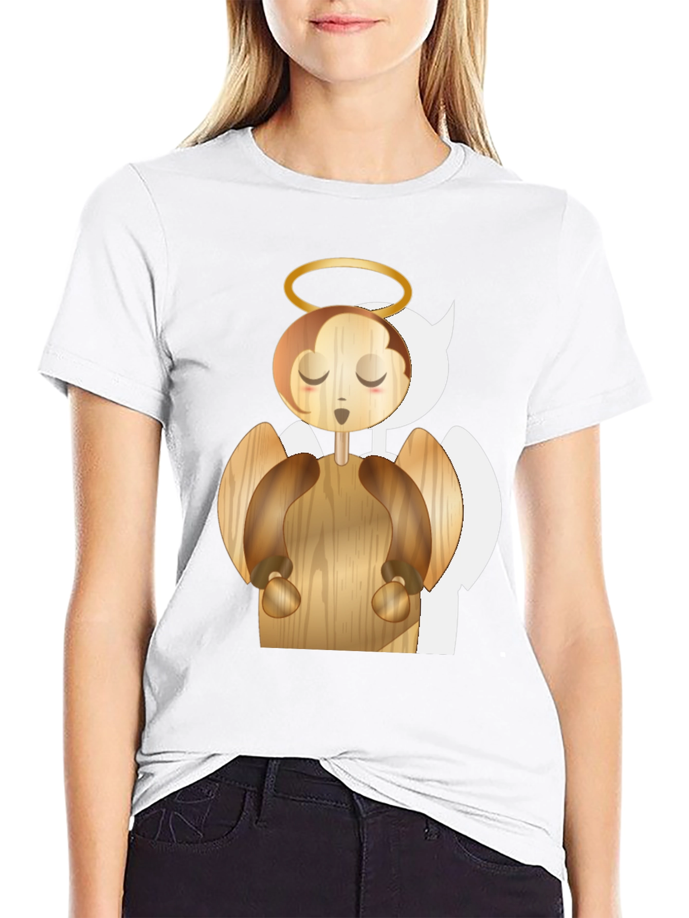 Angel Graphic Tee - Whimsical Wood Design