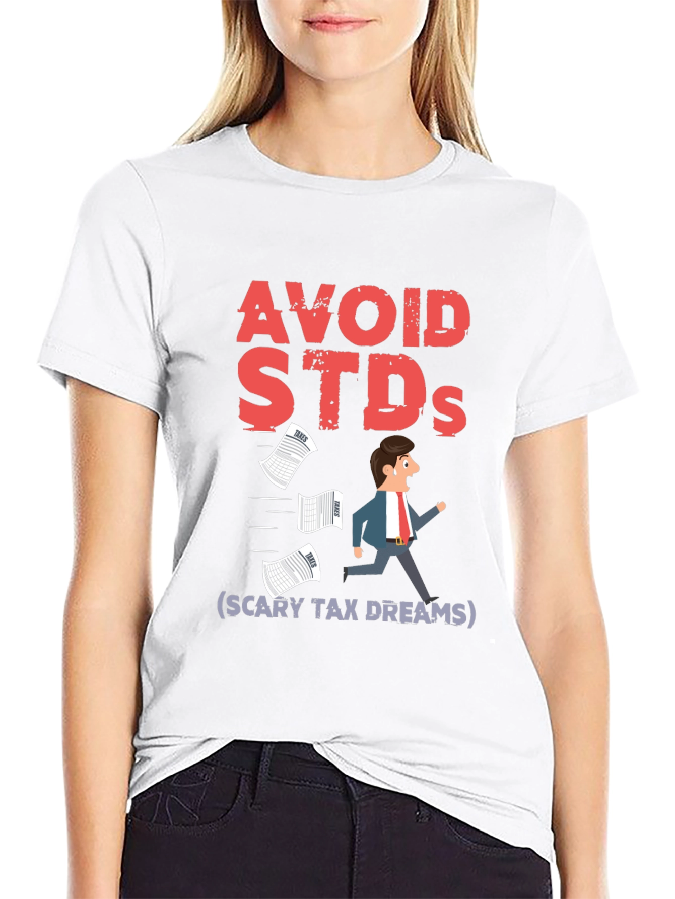 Avoid STDs Funny Black T-Shirt - Scary Tax Dreams