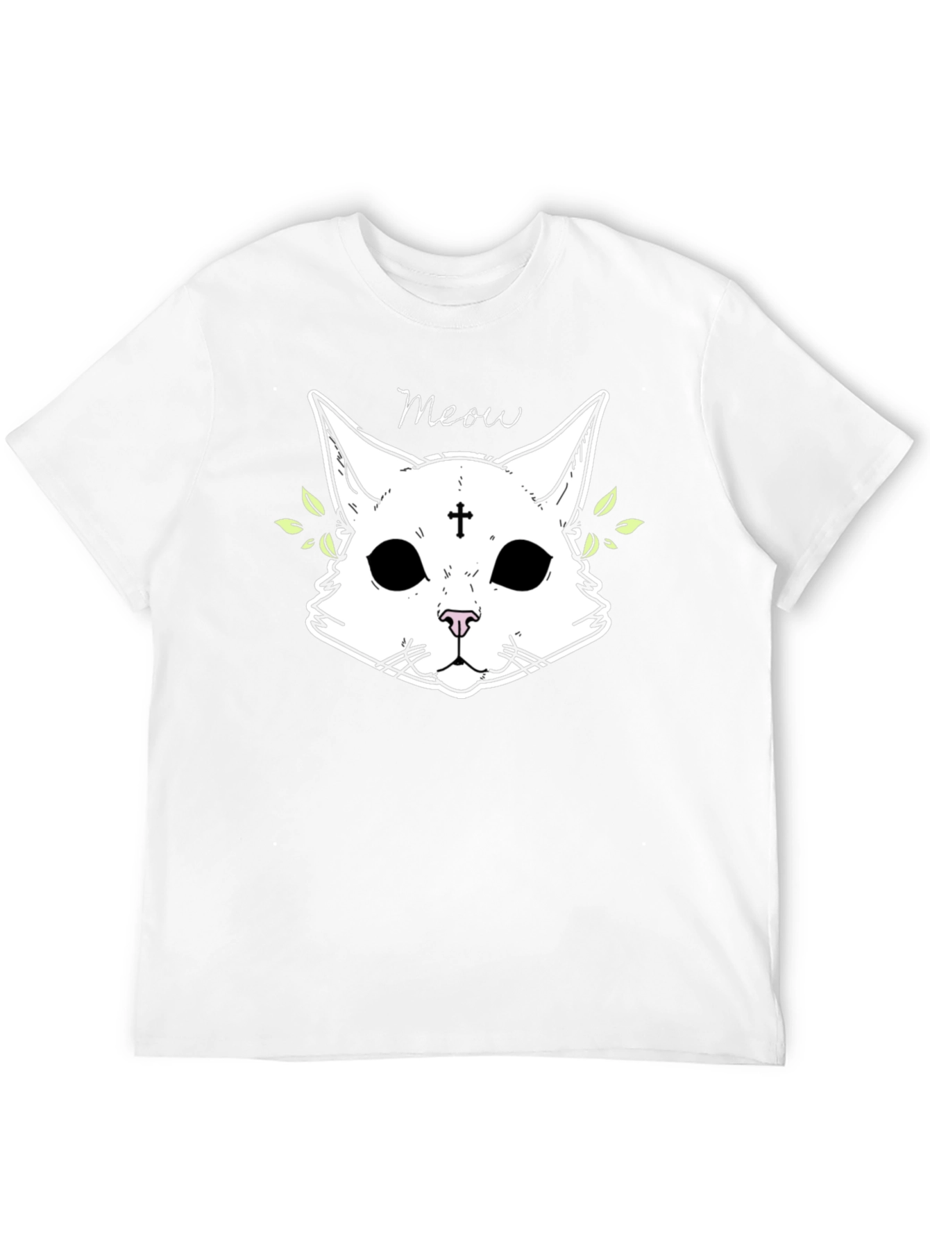 Meow Cat Graphic Black T-Shirt