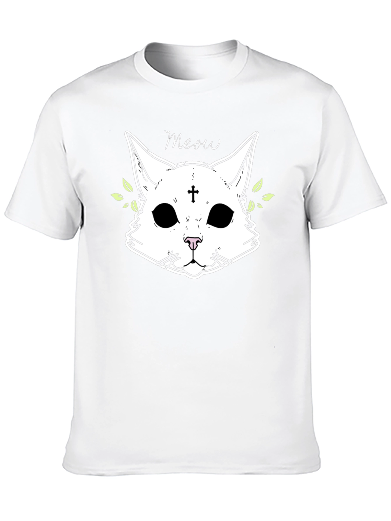 Meow Cat Graphic Black T-Shirt