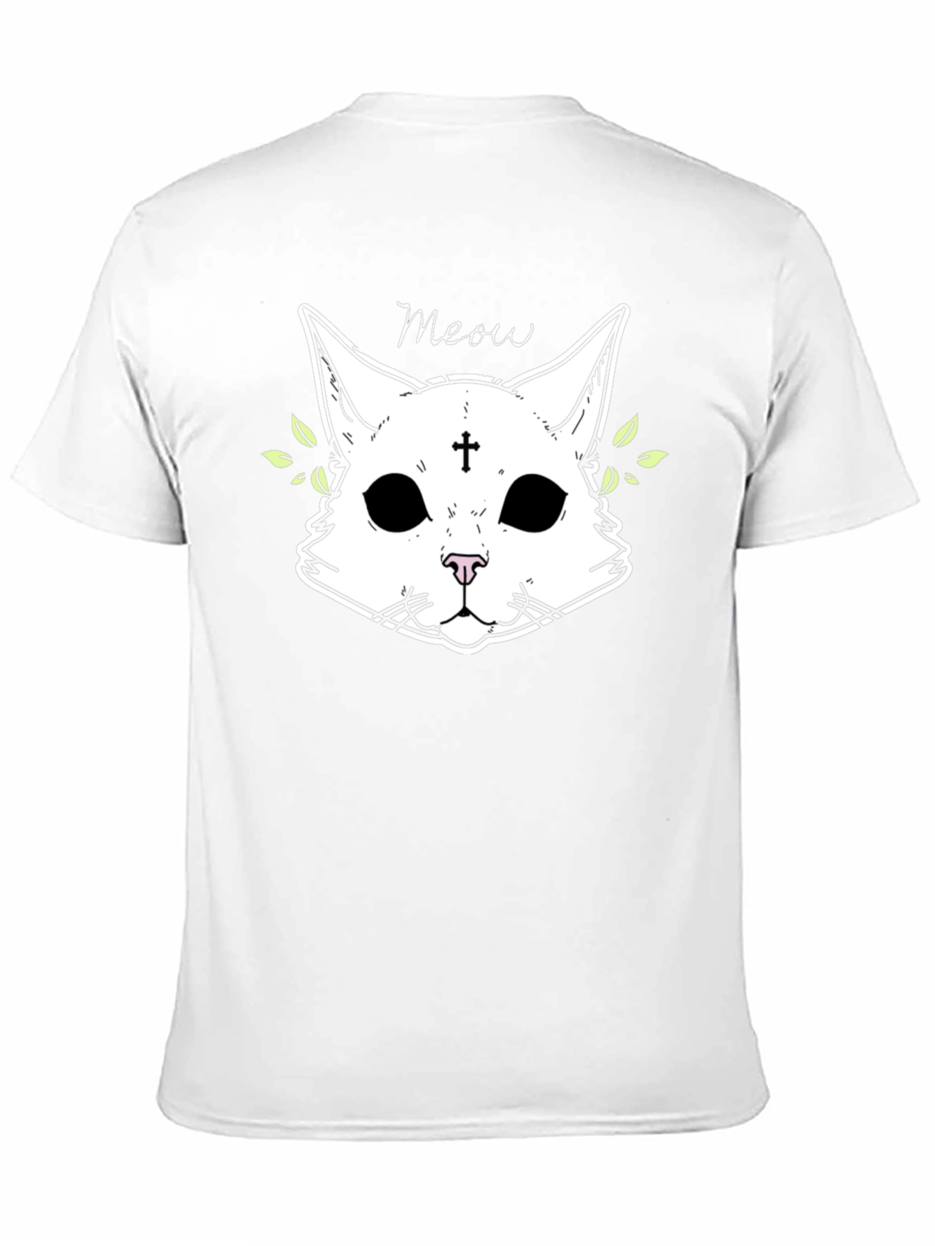Meow Cat Graphic Black T-Shirt