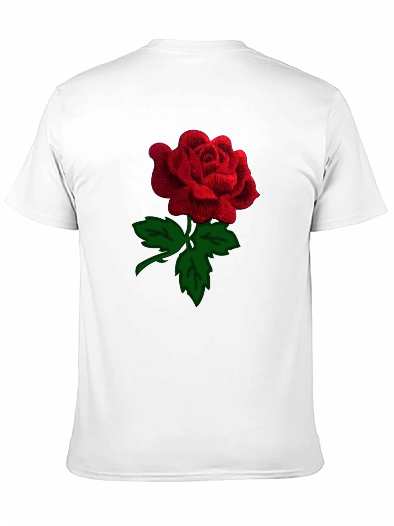 Black Rose T-Shirt - Embroidered Red Rose