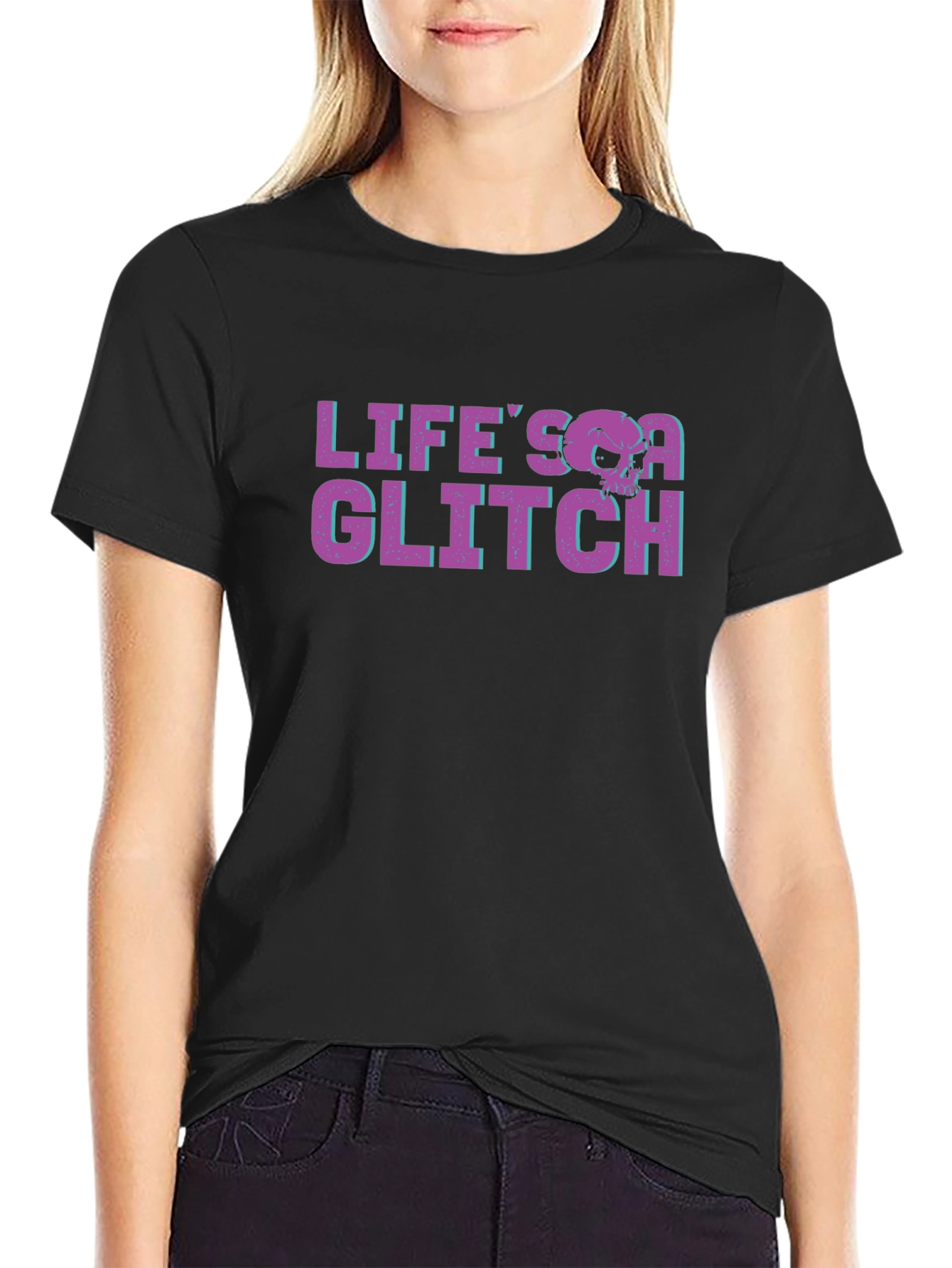 Lifes a Glitch Graphic Tee - Black T-Shirt