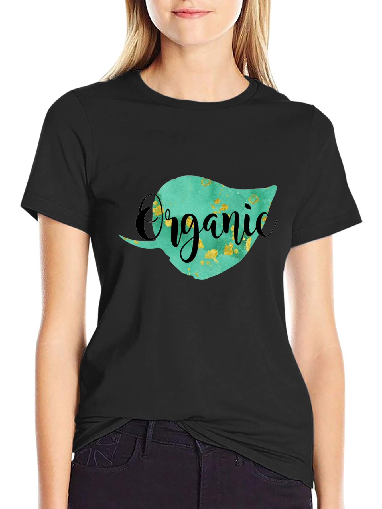 Organic Leaf Graphic T-Shirt - Unisex Black Tee