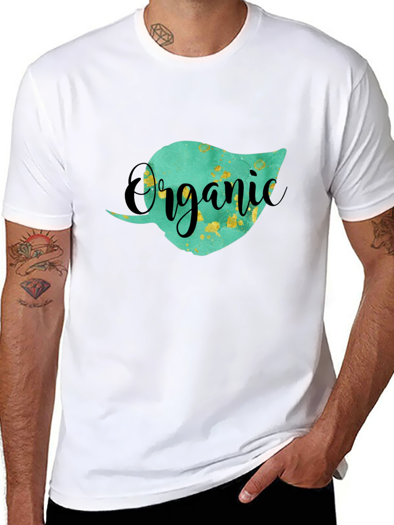 Organic Leaf Graphic T-Shirt - Unisex Black Tee