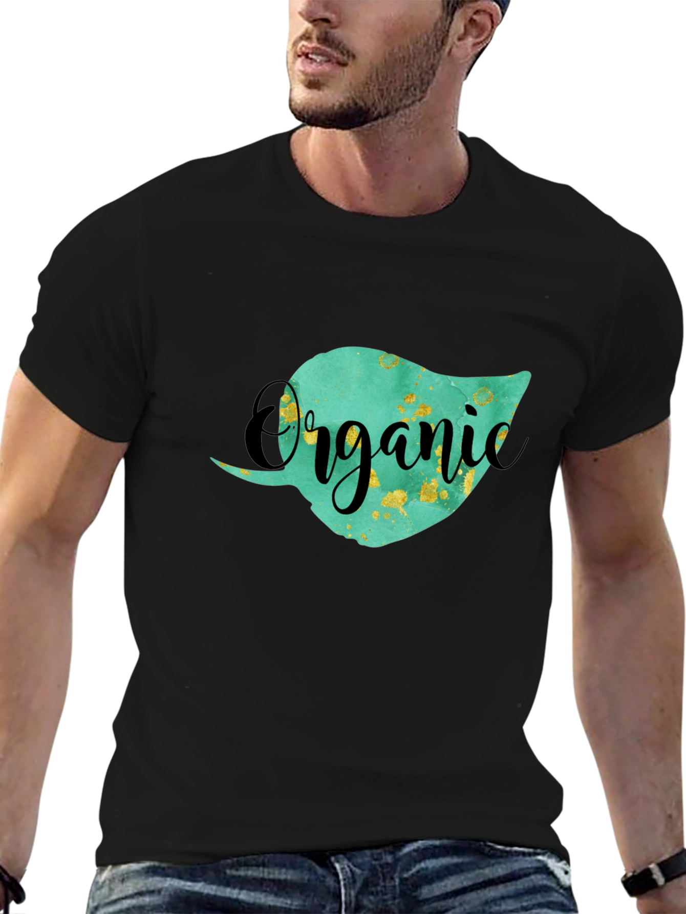 Organic Leaf Graphic T-Shirt - Unisex Black Tee