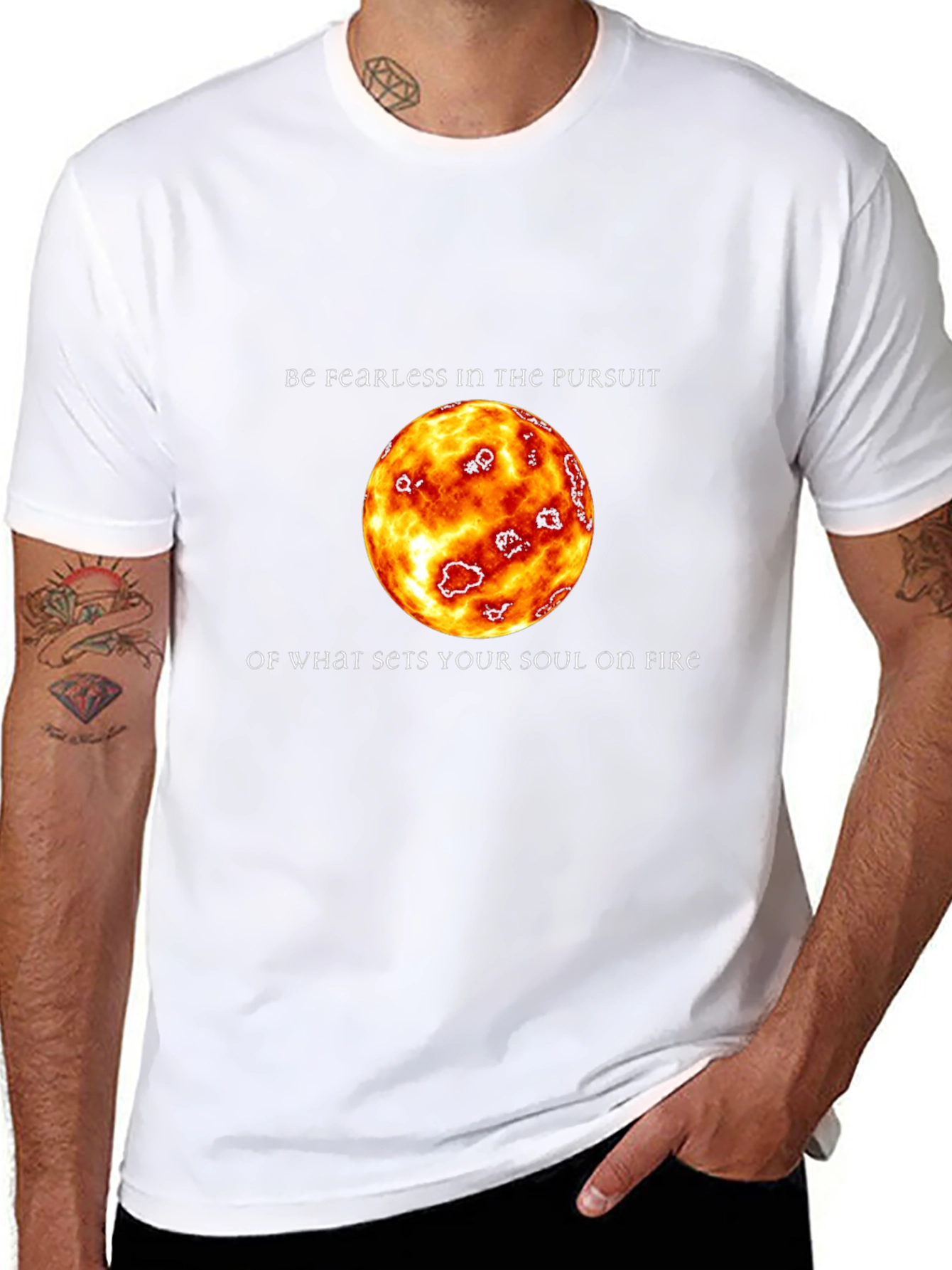Fearless Soul Fire Graphic Tee - Black Cotton T-Shirt