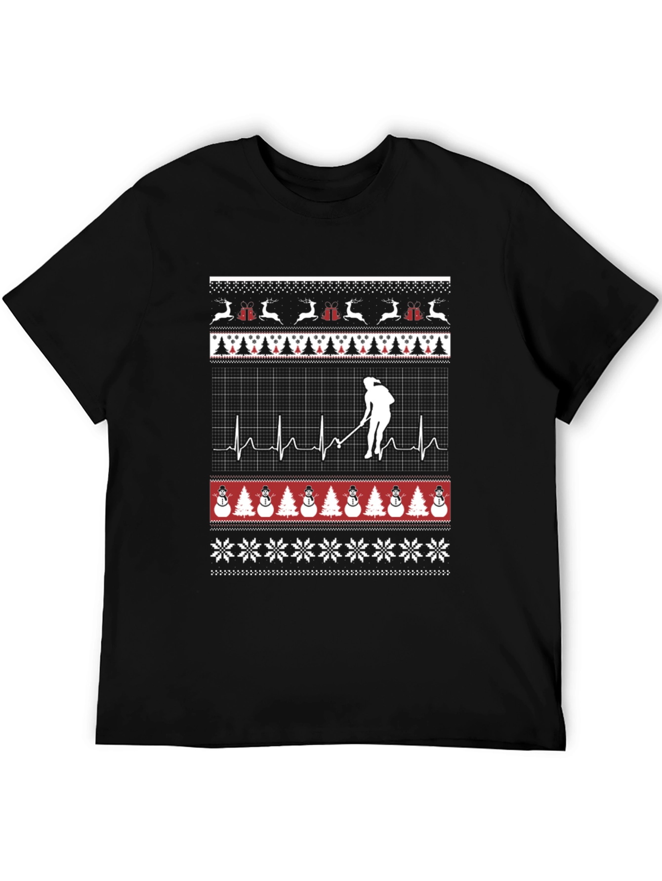 Festive Hockey Player Ugly Christmas T-Shirt