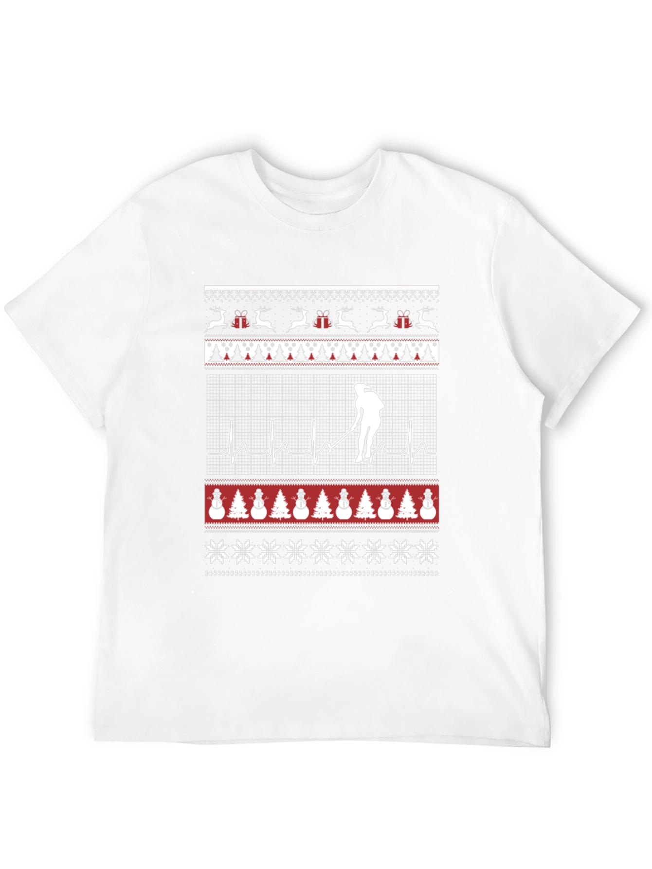 Festive Hockey Player Ugly Christmas T-Shirt