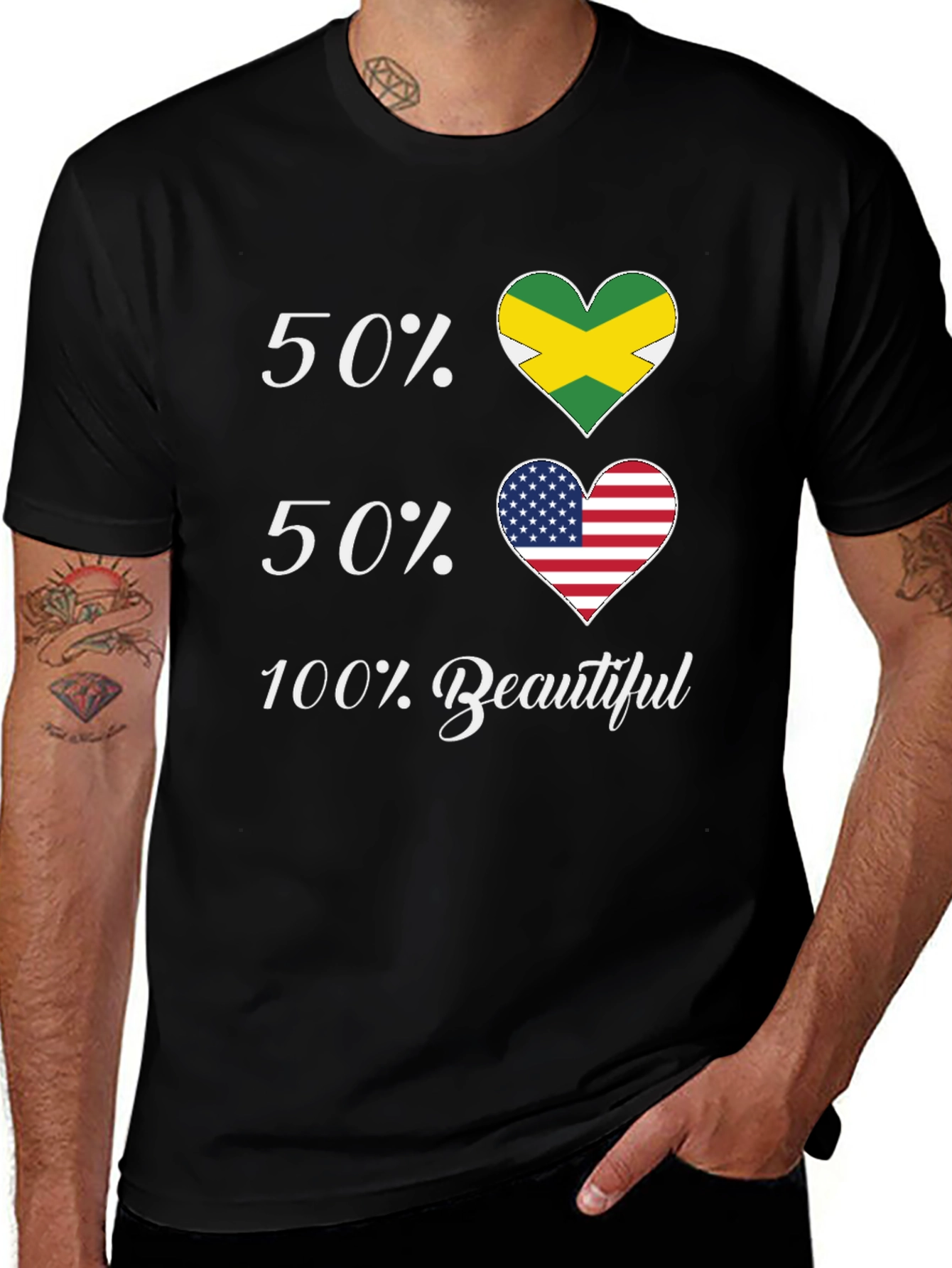 Jamaican American Pride T-Shirt - 50/50 Flags