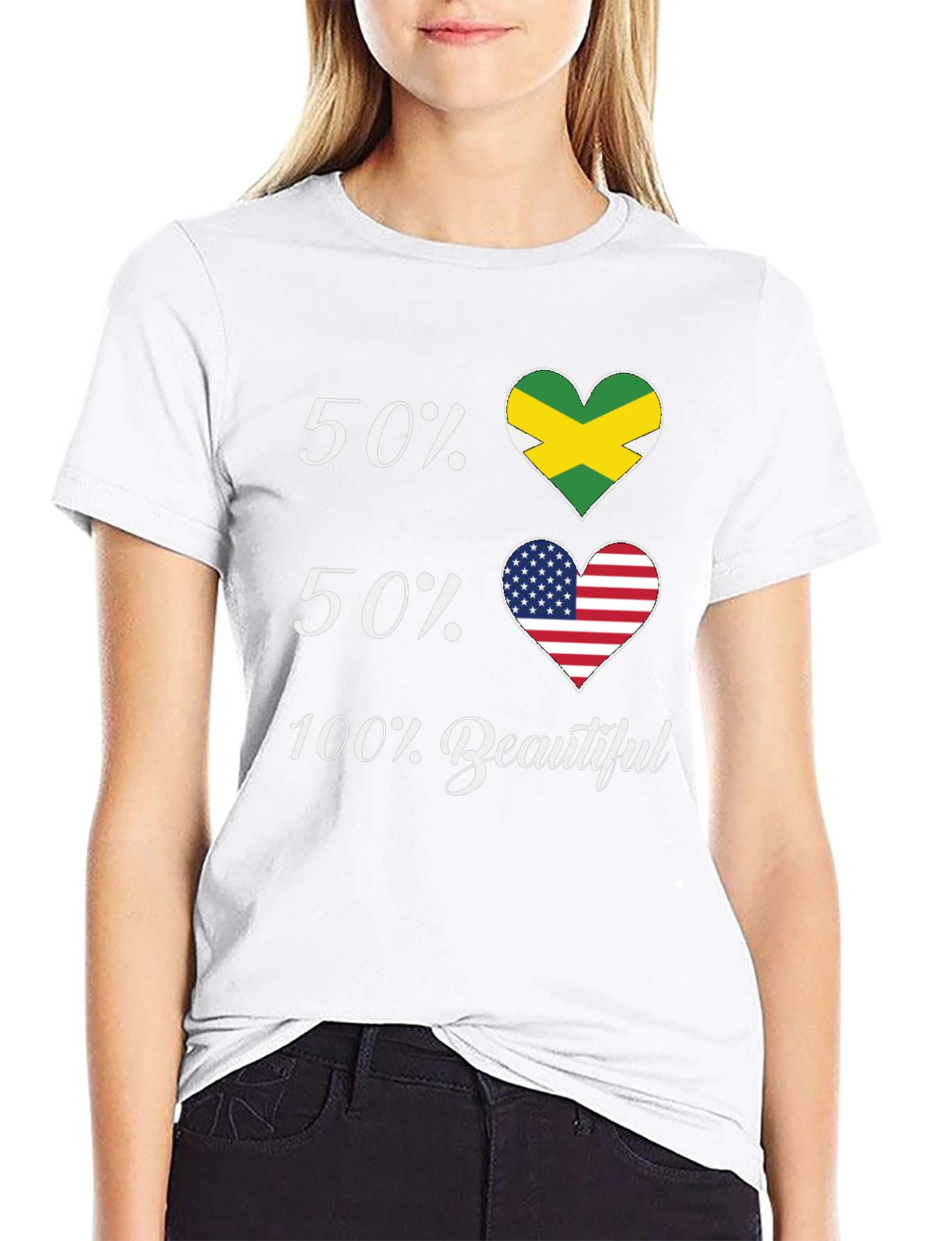 Jamaican American Pride T-Shirt - 50/50 Flags