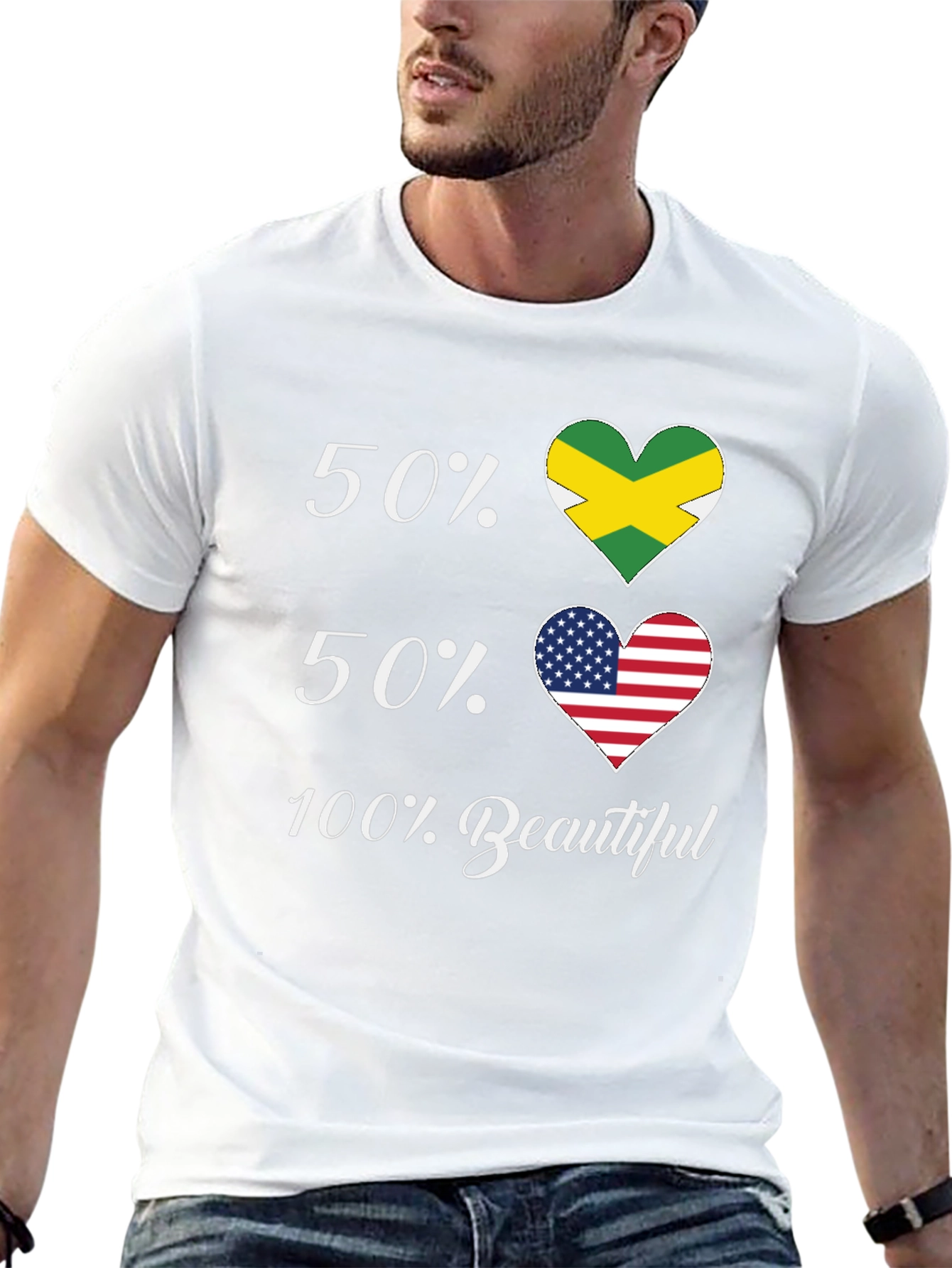 Jamaican American Pride T-Shirt - 50/50 Flags
