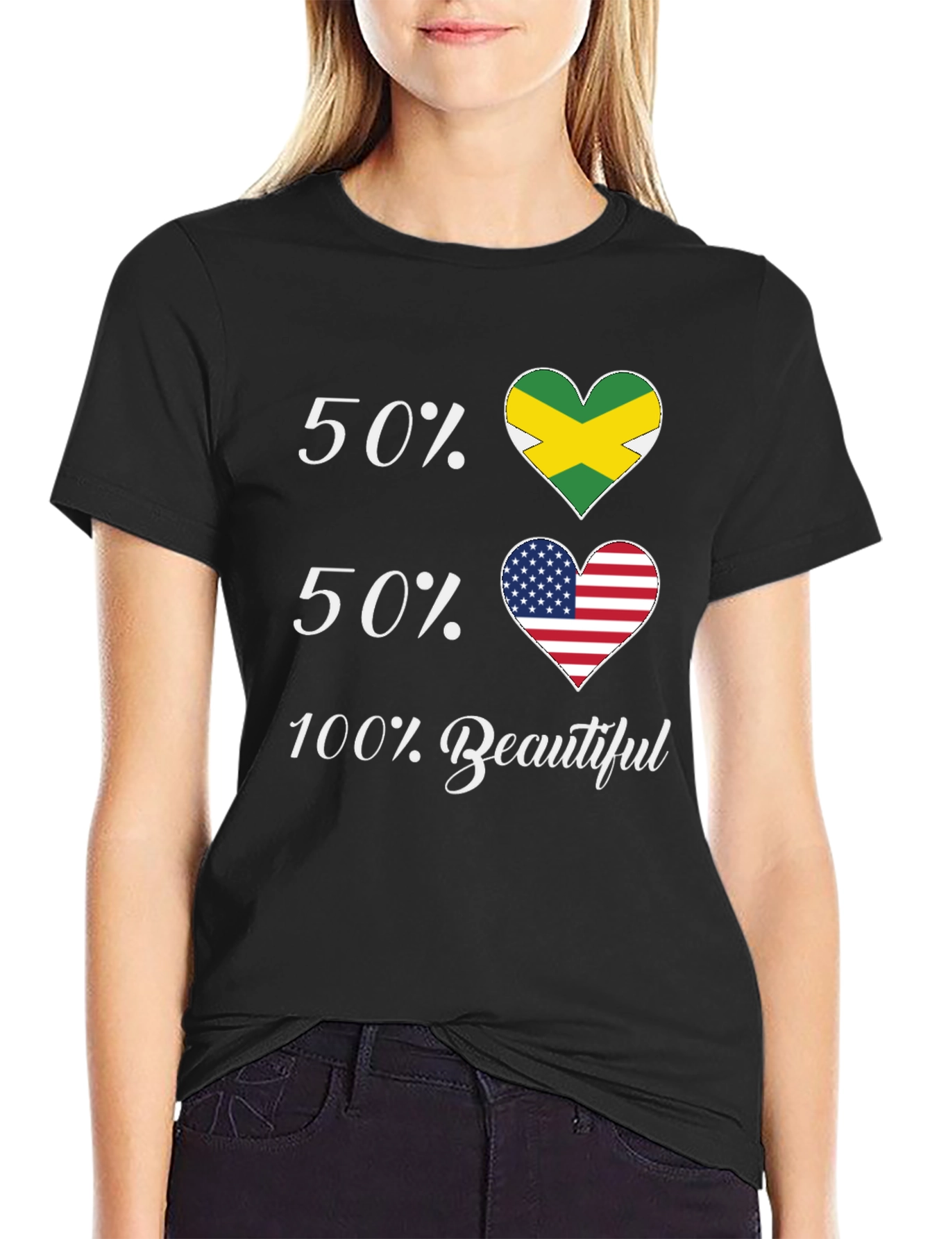 Jamaican American Pride T-Shirt - 50/50 Flags