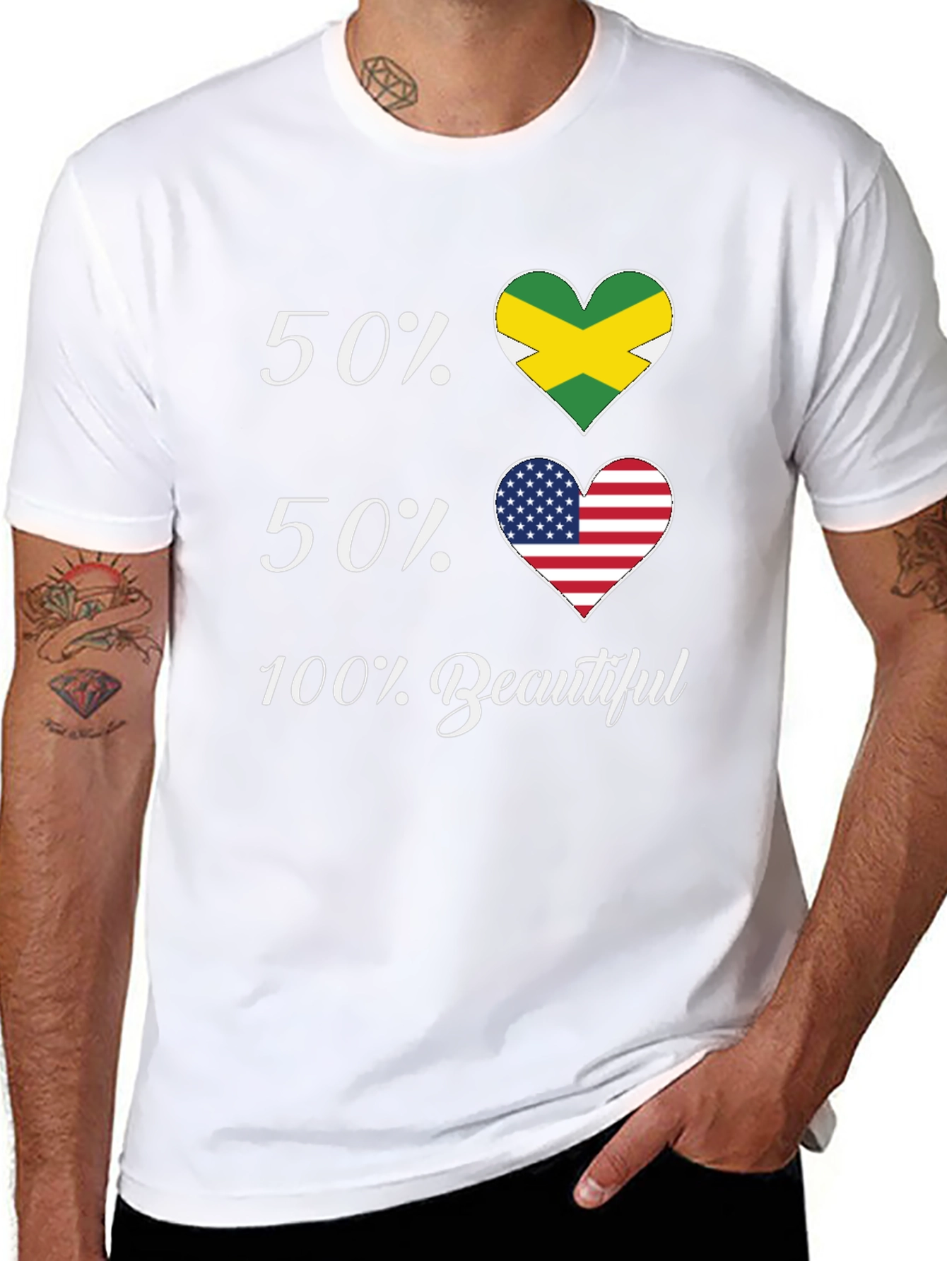 Jamaican American Pride T-Shirt - 50/50 Flags