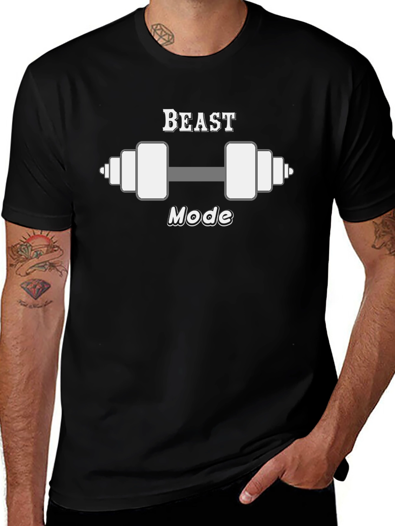 Beast Mode Dumbbell Graphic T-Shirt - Gym Motivation Tee
