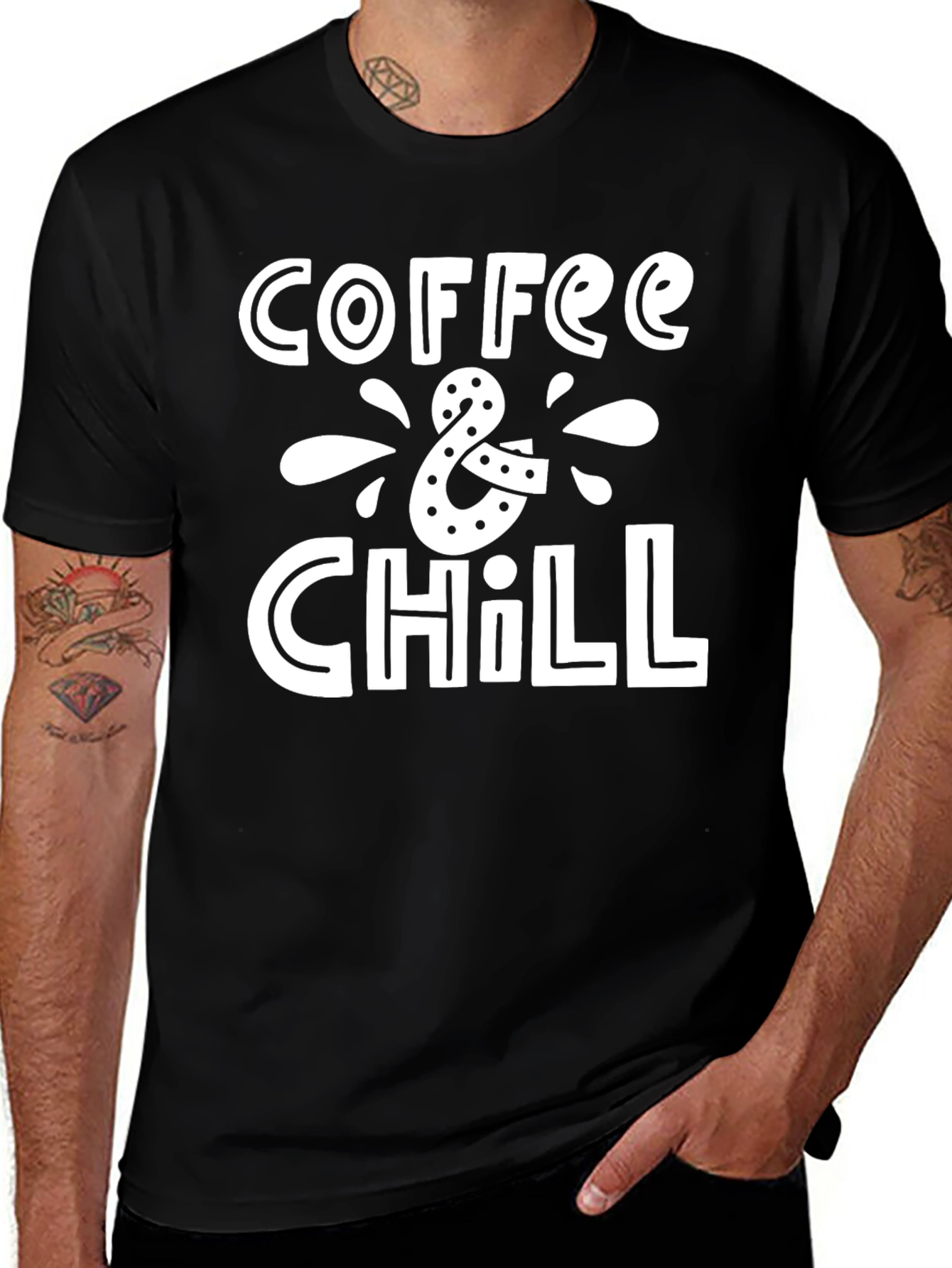 Coffee & Chill Graphic Tee - Black Relaxed Fit