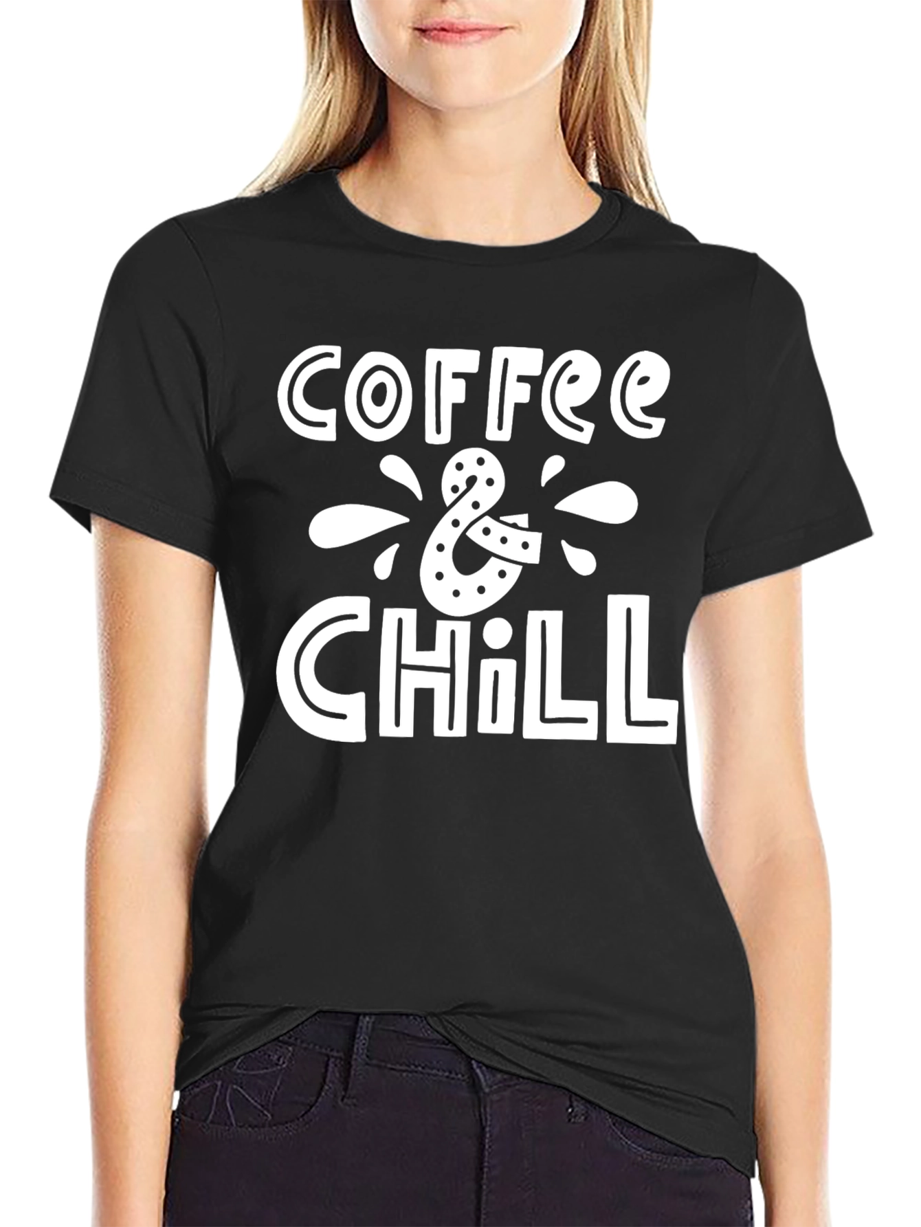 Coffee & Chill Graphic Tee - Black Relaxed Fit