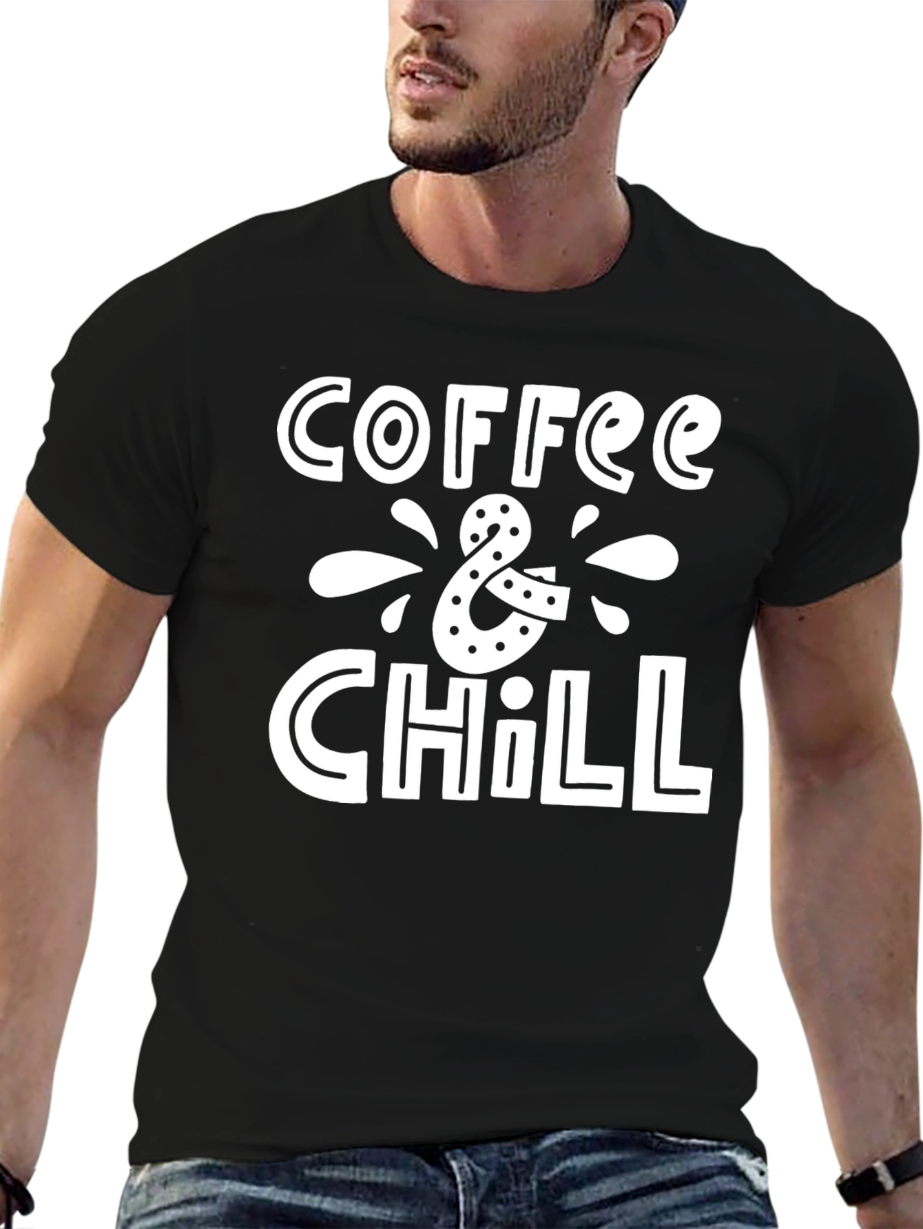 Coffee & Chill Graphic Tee - Black Relaxed Fit