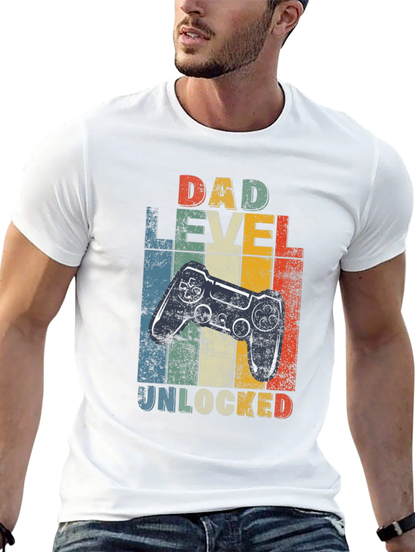 Dad Level Unlocked Graphic Tee - Gamer Dad Shirt