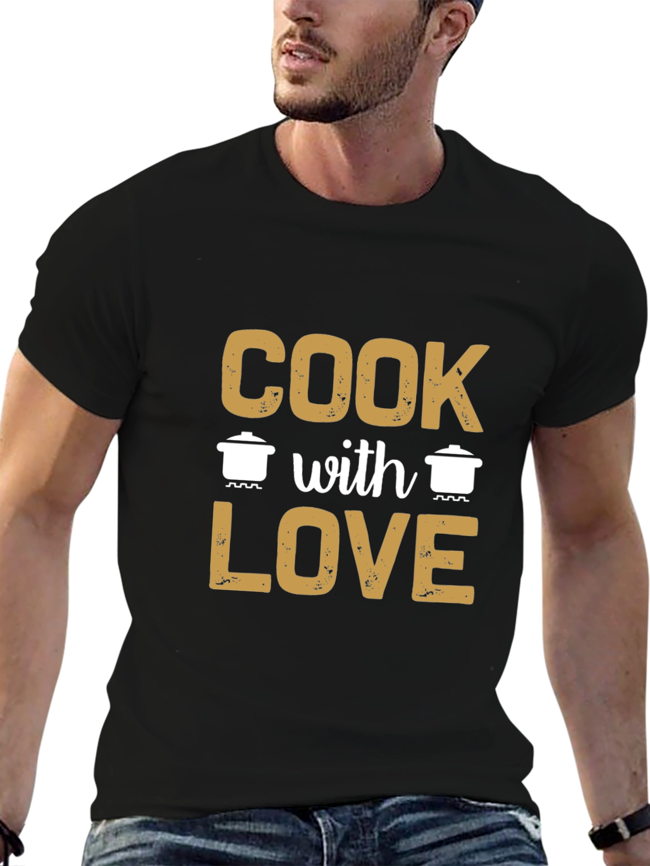 Cook with Love Graphic T-Shirt - Black