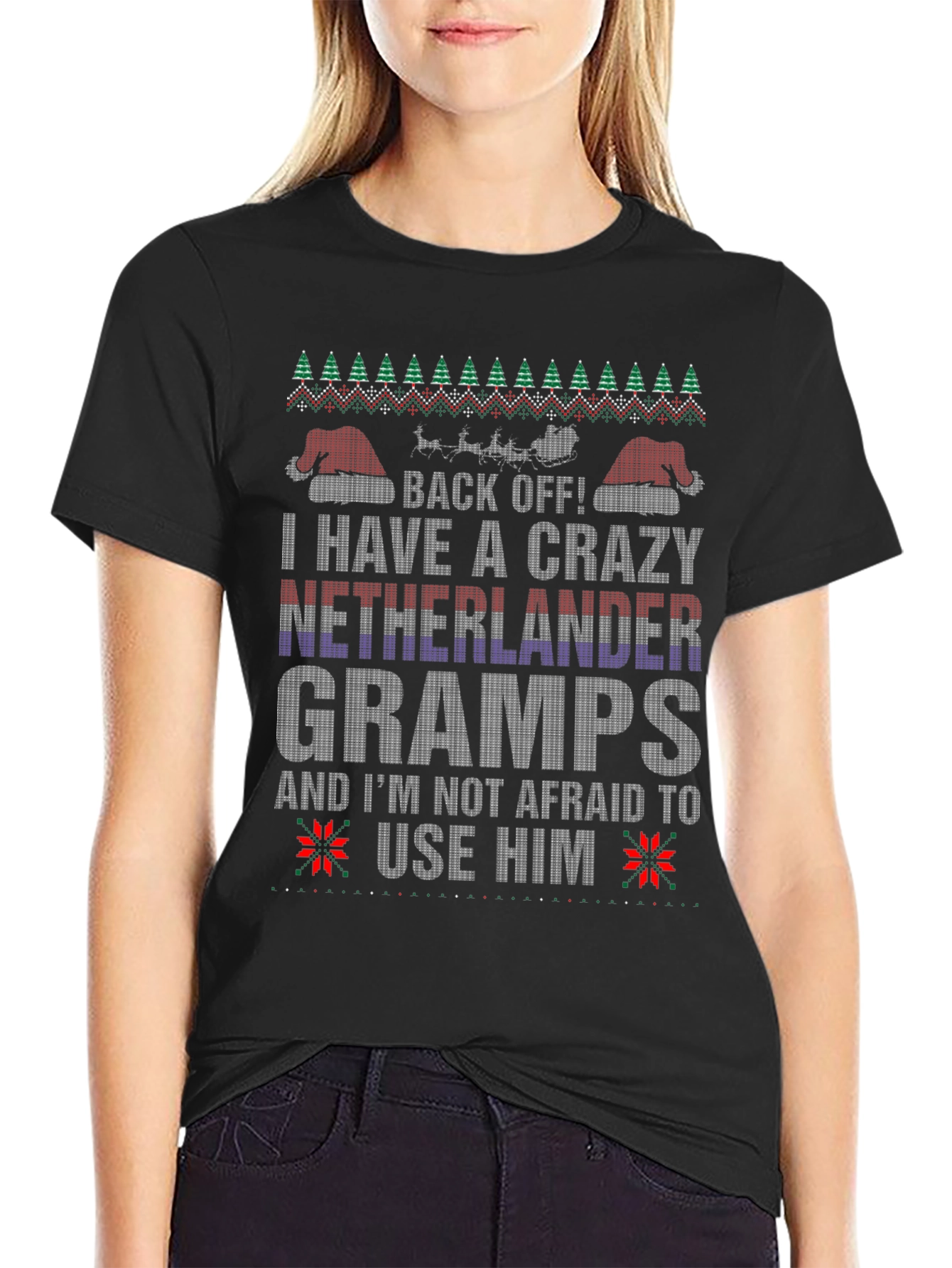 Crazy Netherlander Gramps Ugly Christmas T-Shirt