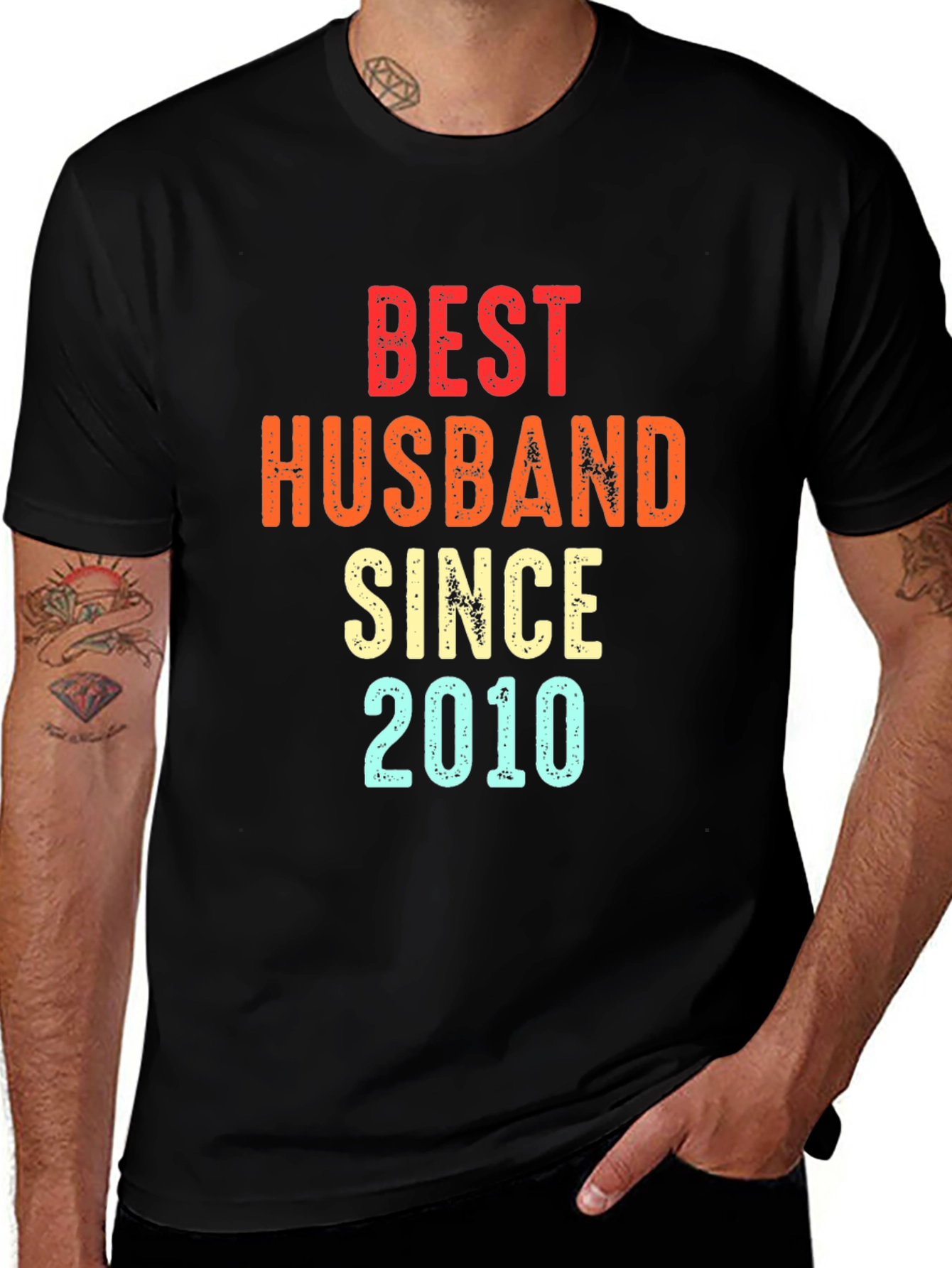 Best Husband Since 2010 Black Graphic Tee