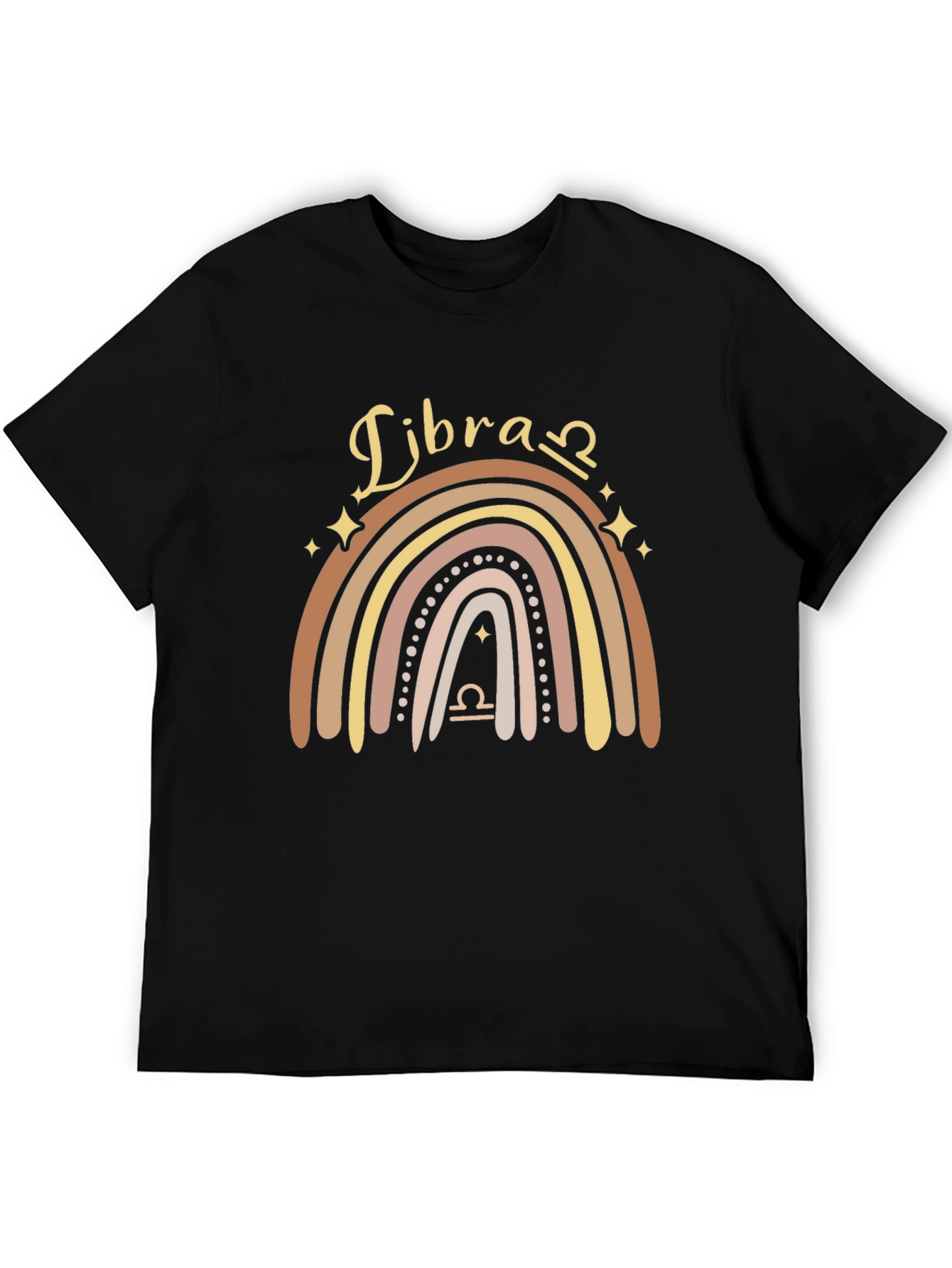 Libra Zodiac Rainbow Graphic Tee - Black