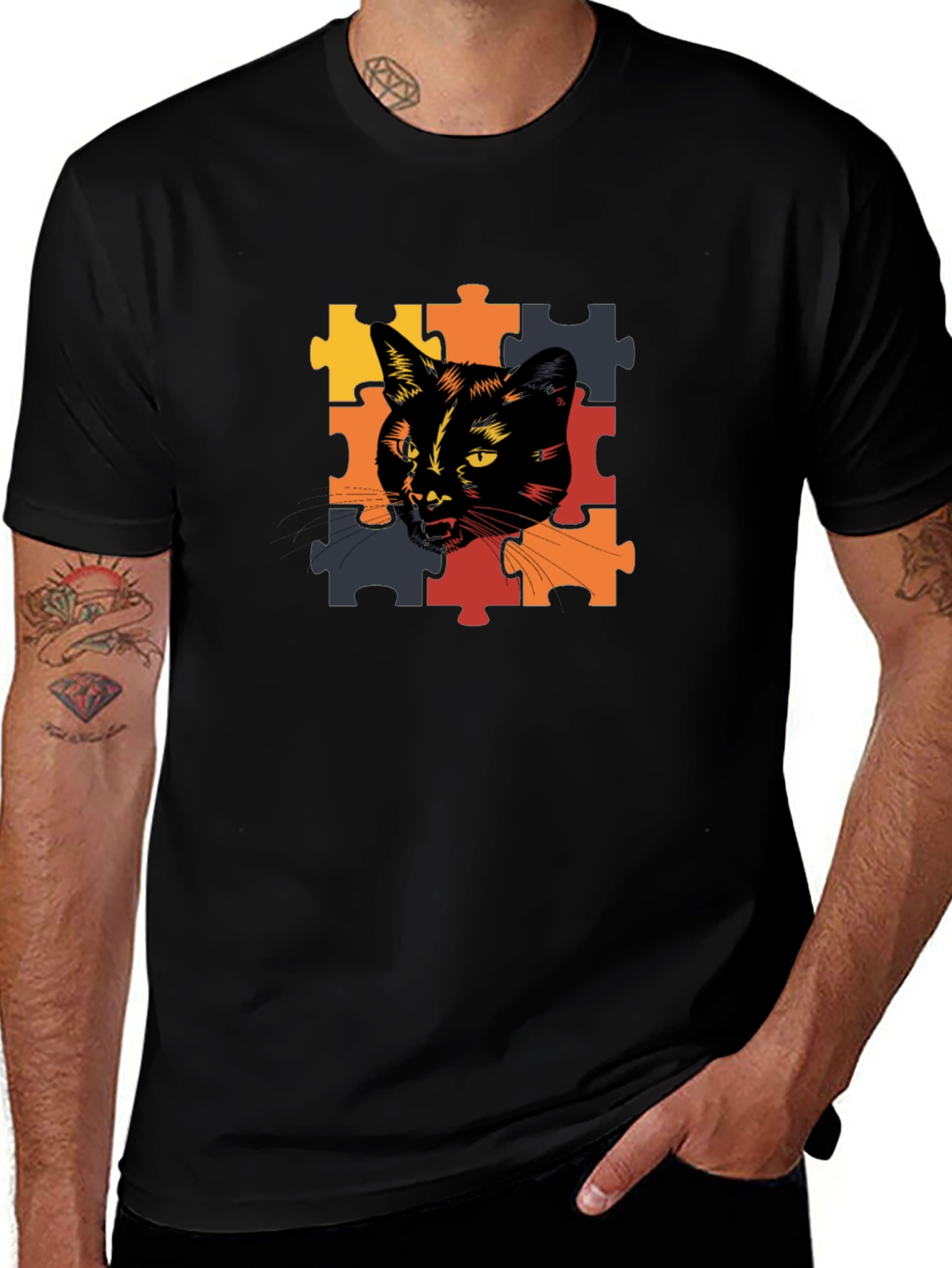 Cat Puzzle Piece T-Shirt - Unique Design