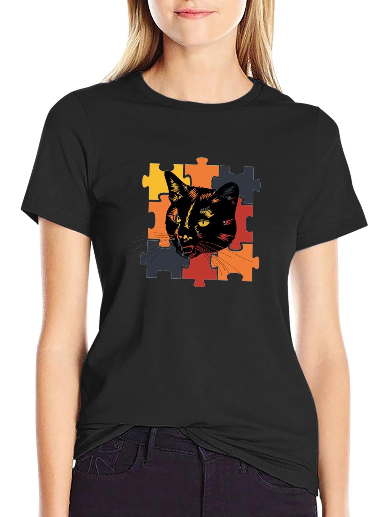 Cat Puzzle Piece T-Shirt - Unique Design