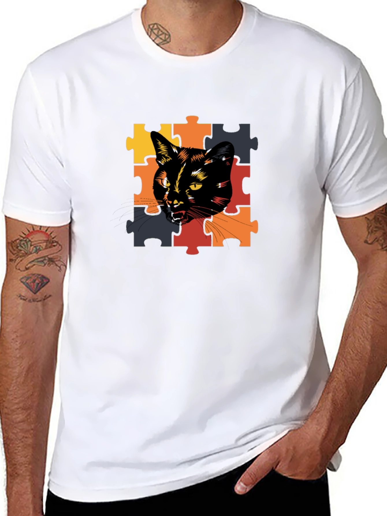 Cat Puzzle Piece T-Shirt - Unique Design