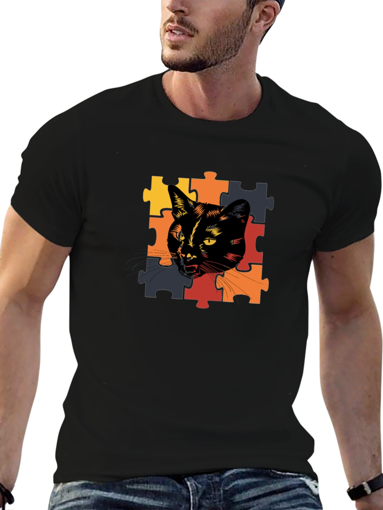 Cat Puzzle Piece T-Shirt - Unique Design