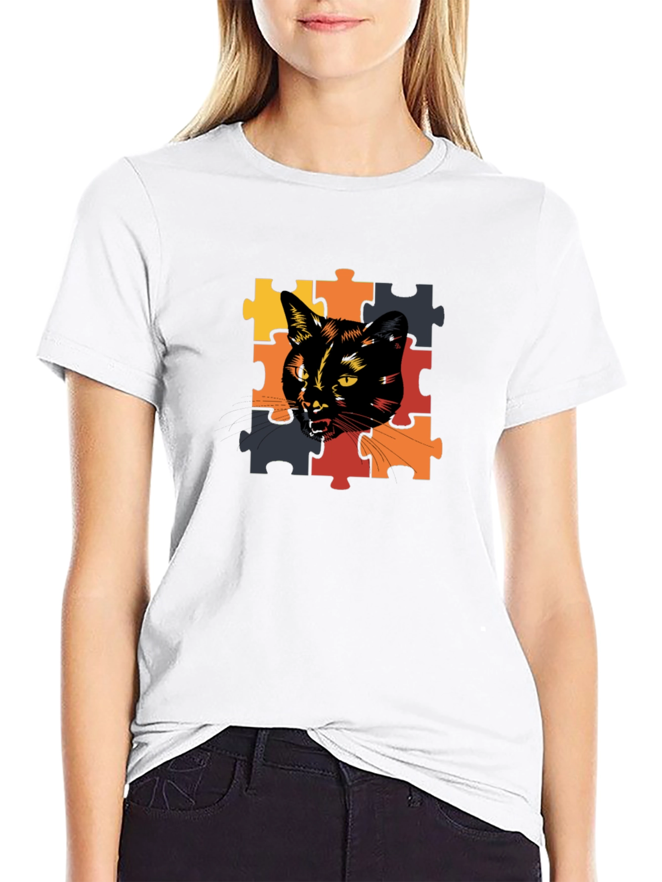 Cat Puzzle Piece T-Shirt - Unique Design