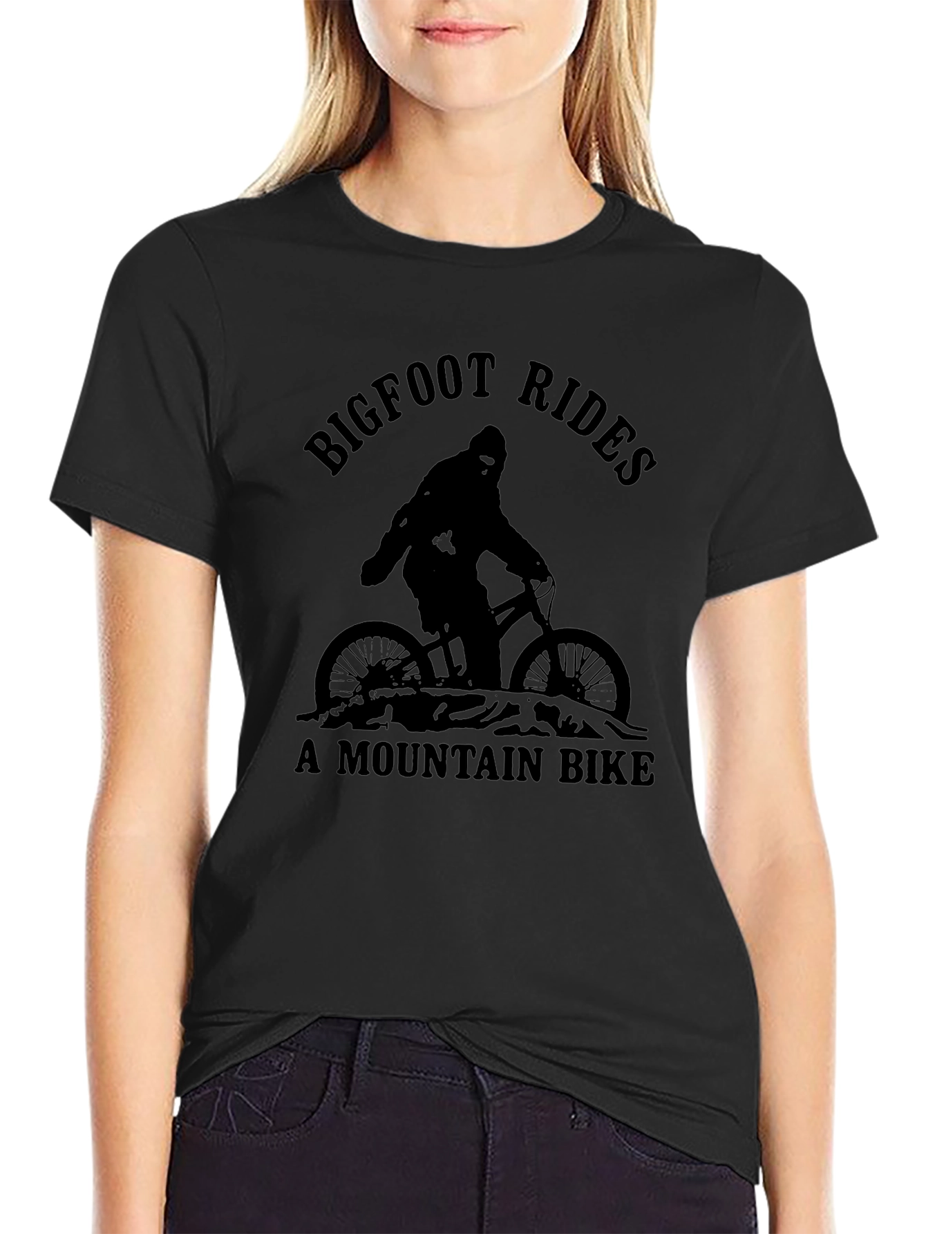 Bigfoot Rides a Mountain Bike Graphic Tee