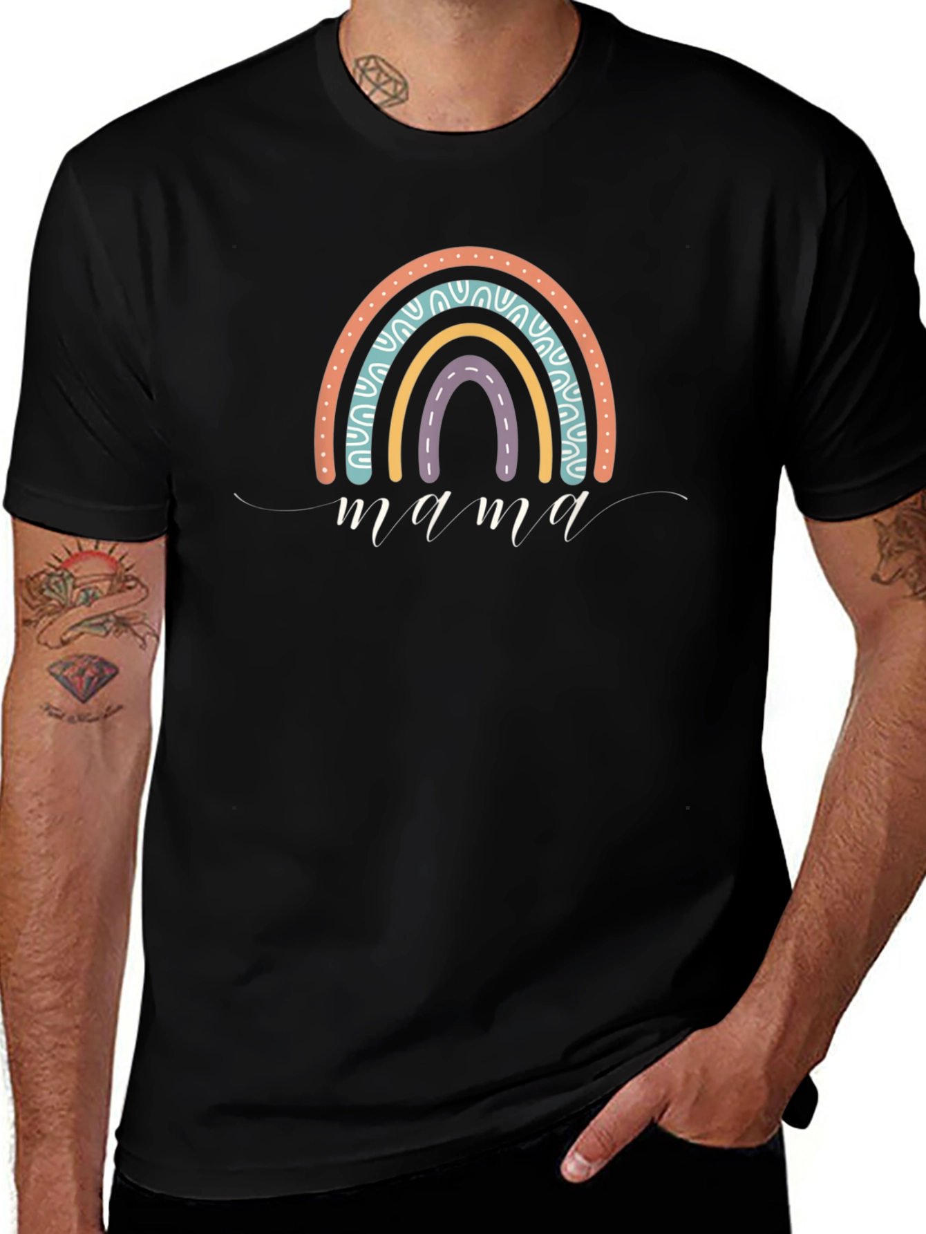 Mama Rainbow Graphic Tee - Trendy Comfort