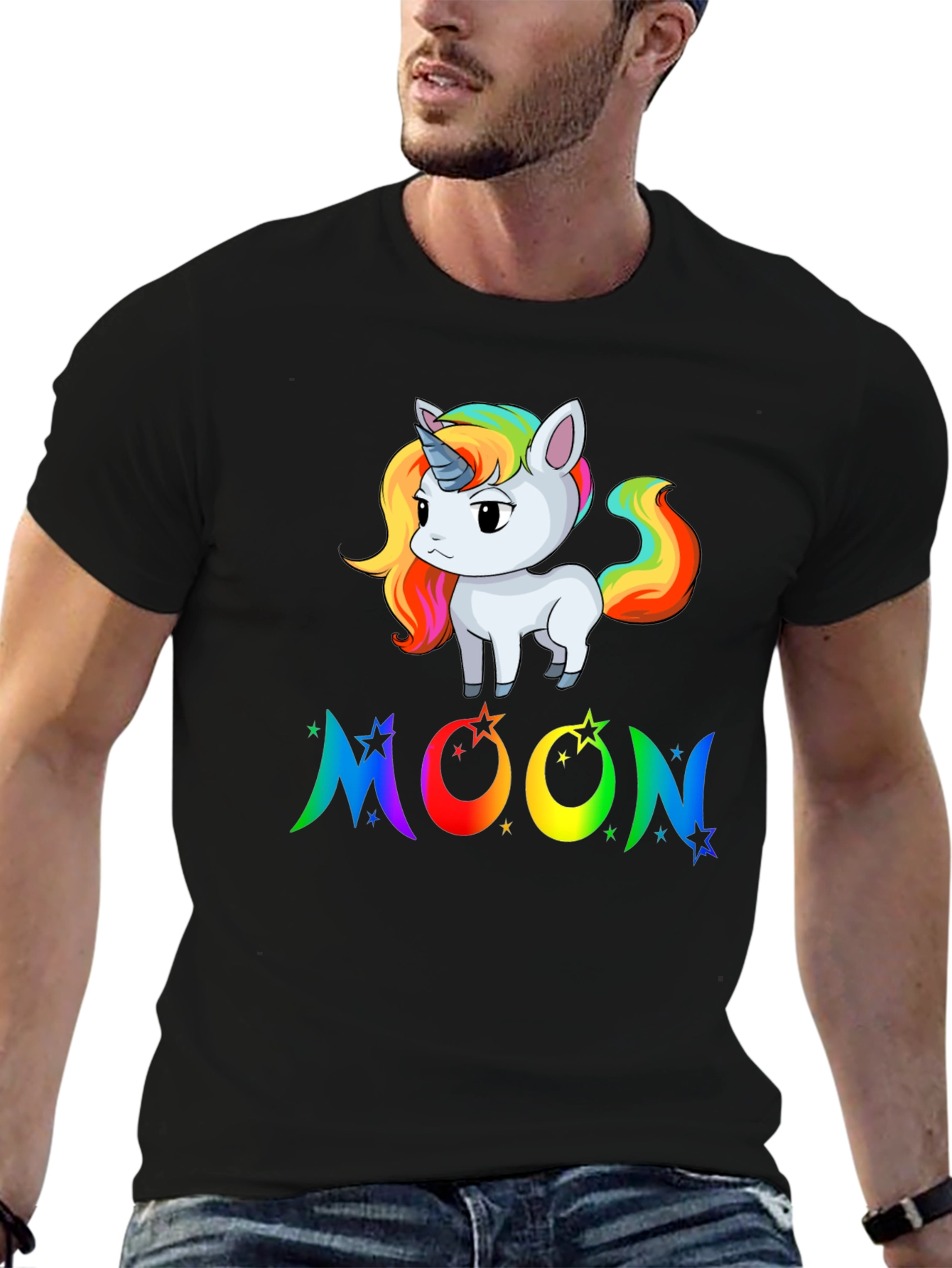 Rainbow Unicorn Moon Graphic Tee