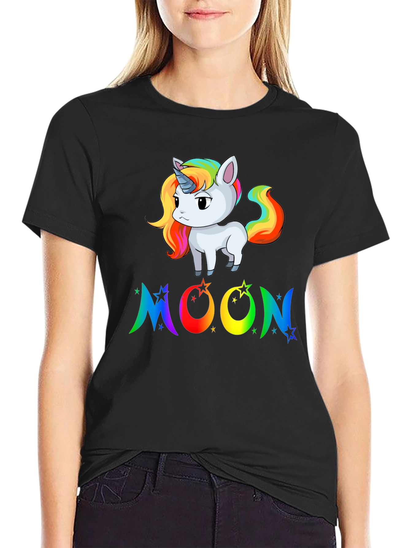 Rainbow Unicorn Moon Graphic Tee