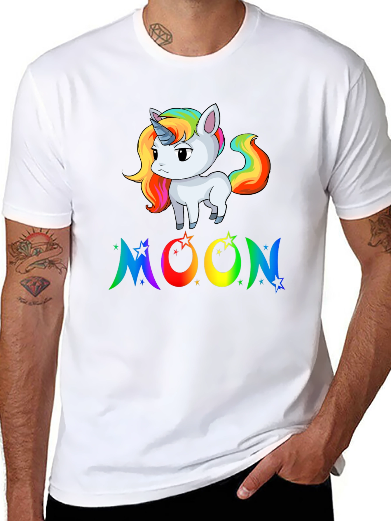 Rainbow Unicorn Moon Graphic Tee