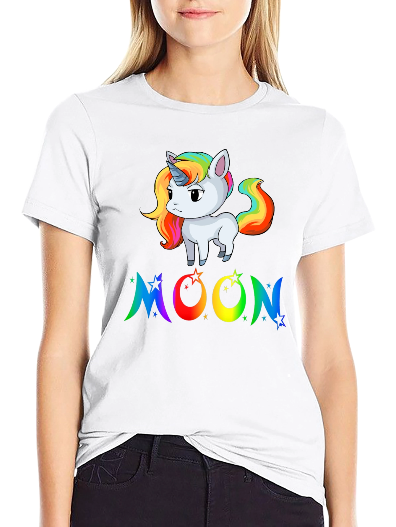 Rainbow Unicorn Moon Graphic Tee