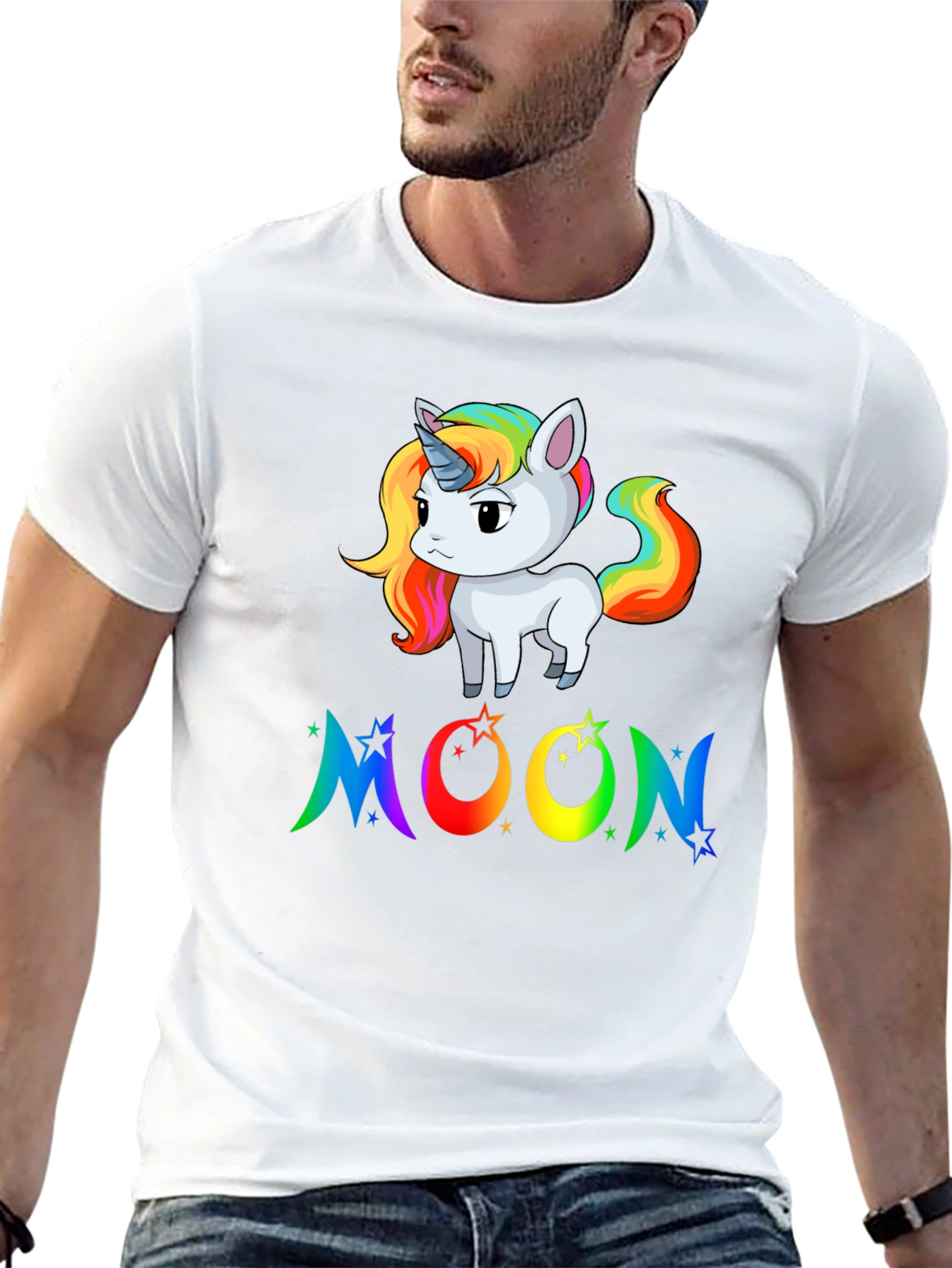 Rainbow Unicorn Moon Graphic Tee