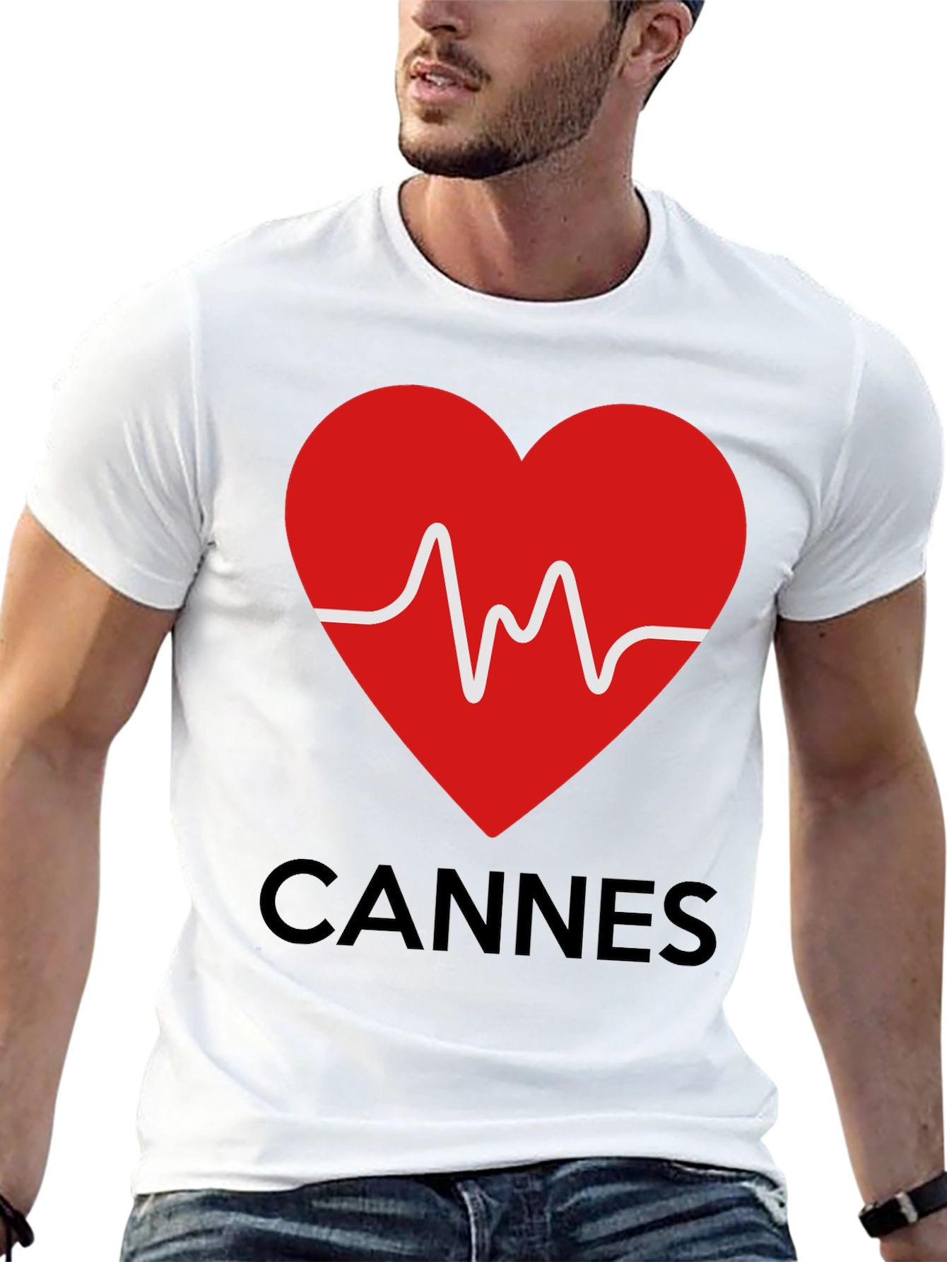 Cannes Heartbeat Graphic Tee - Stylish Black T-Shirt