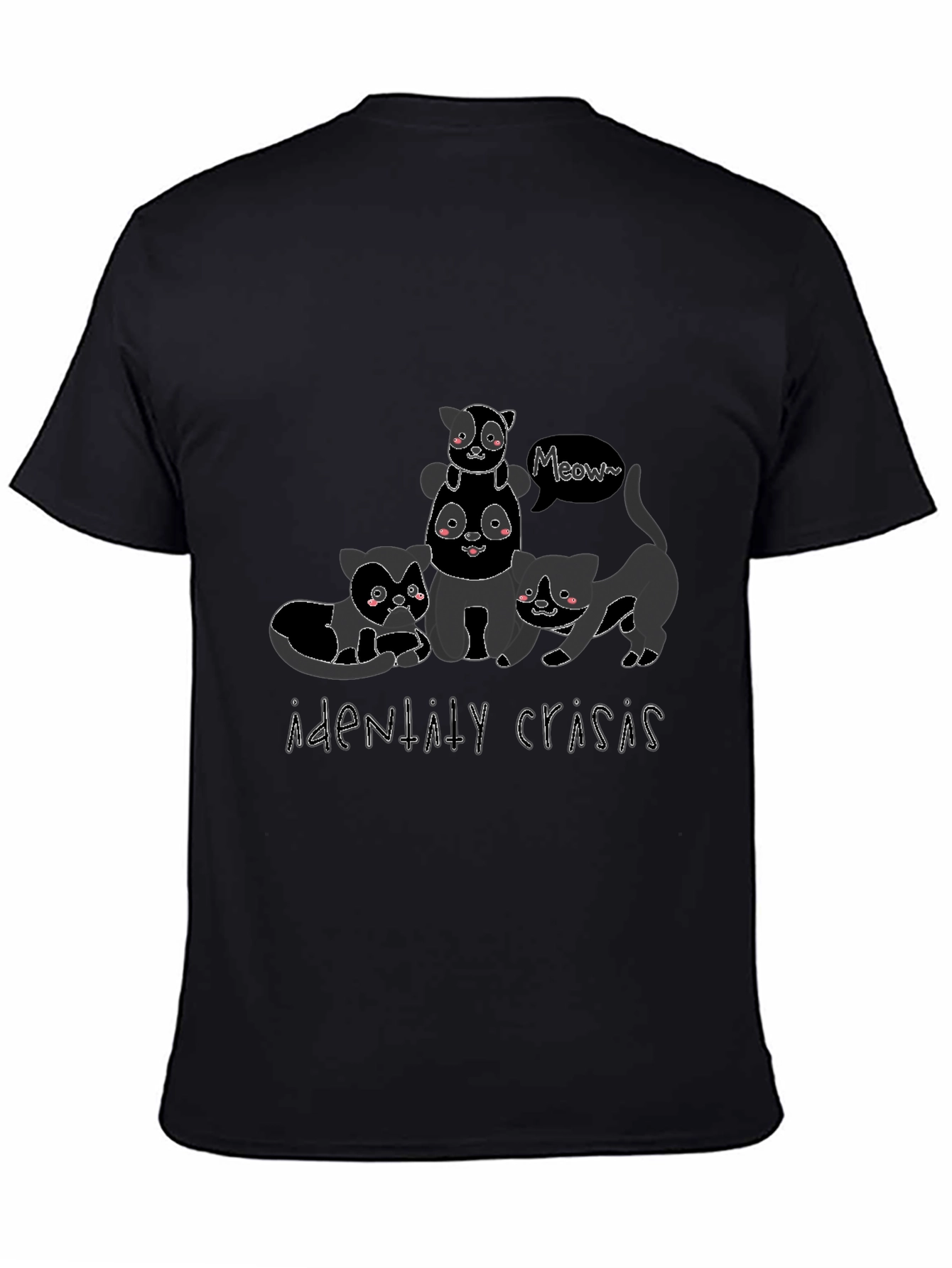 Cute Cat Stack Black Graphic Tee